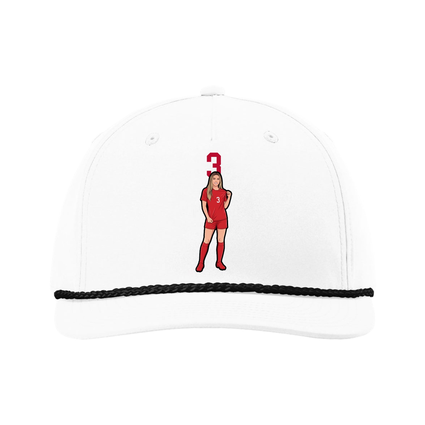 Five-Panel Classic Rope Cap — Number Top in White
