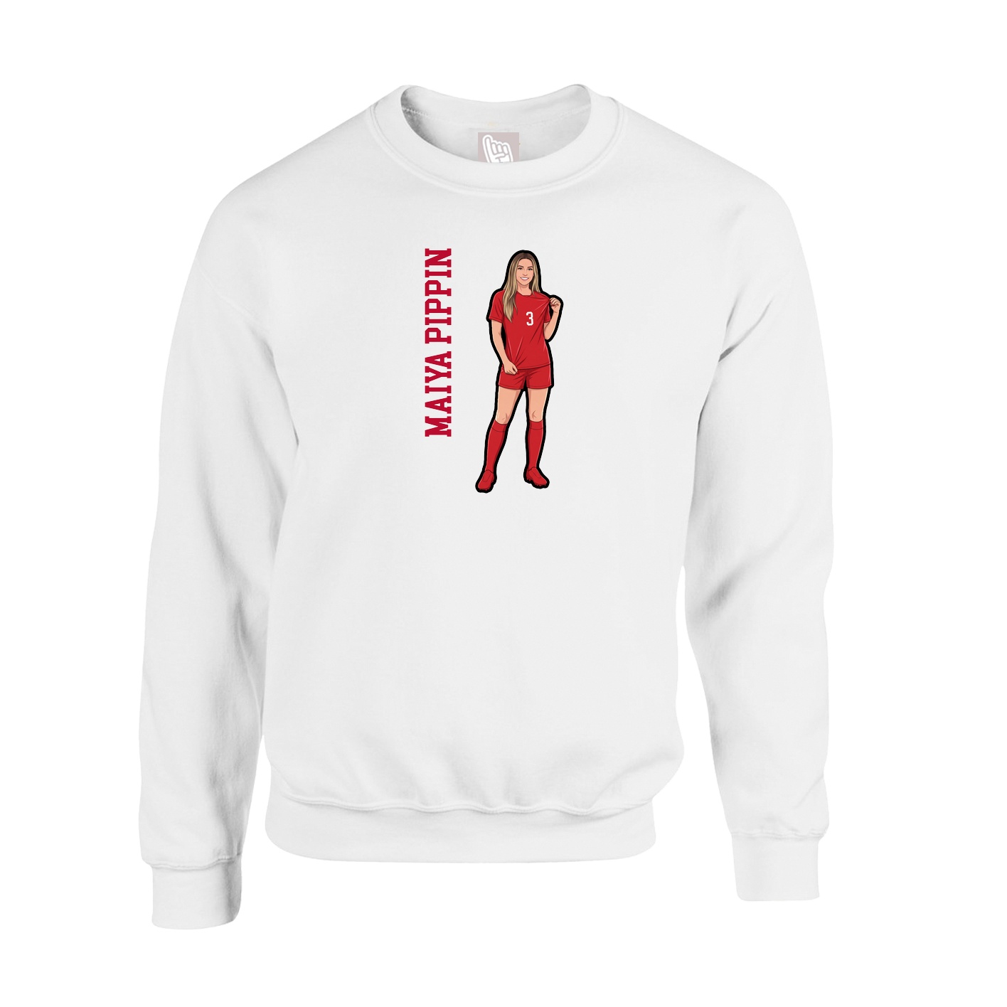 Fleece Crew — Name Vertical in White