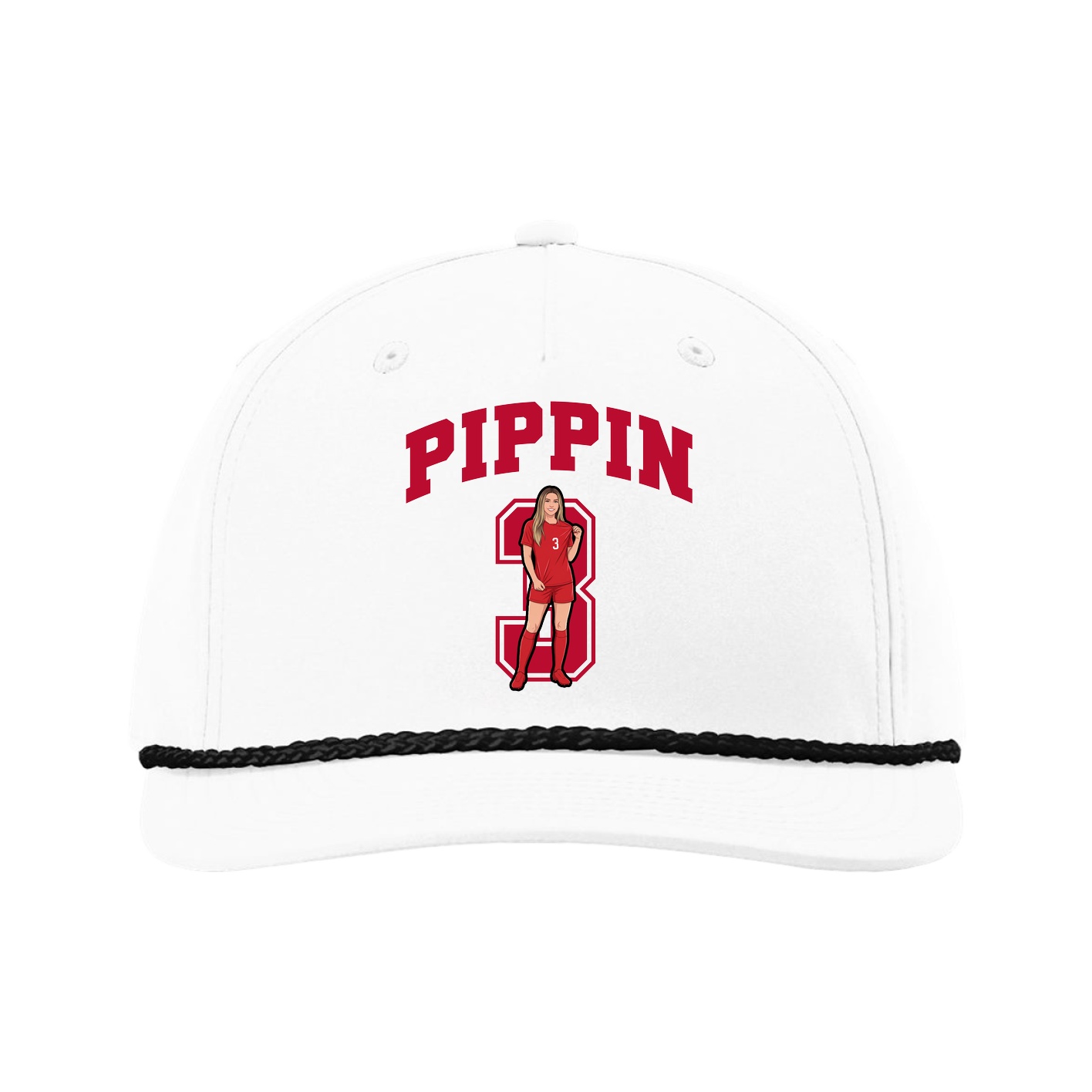 Five-Panel Classic Rope Cap — Number in White