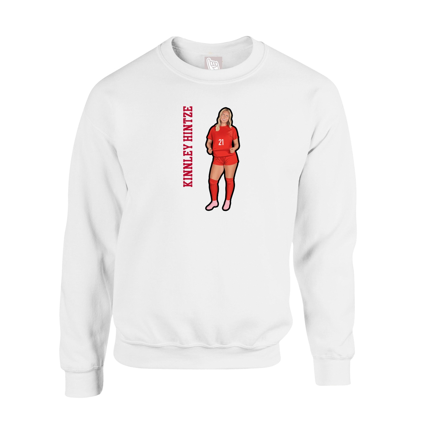 Fleece Crew — Name Vertical in White