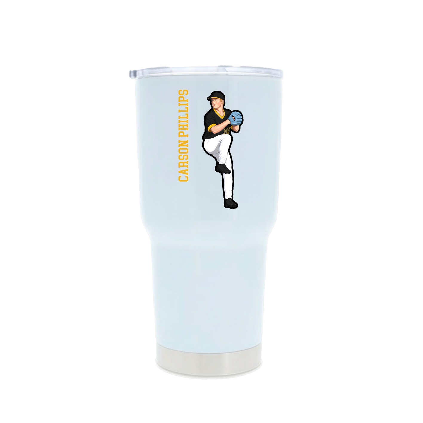 30oz Stainless Steel Tumbler — Name Vertical in White