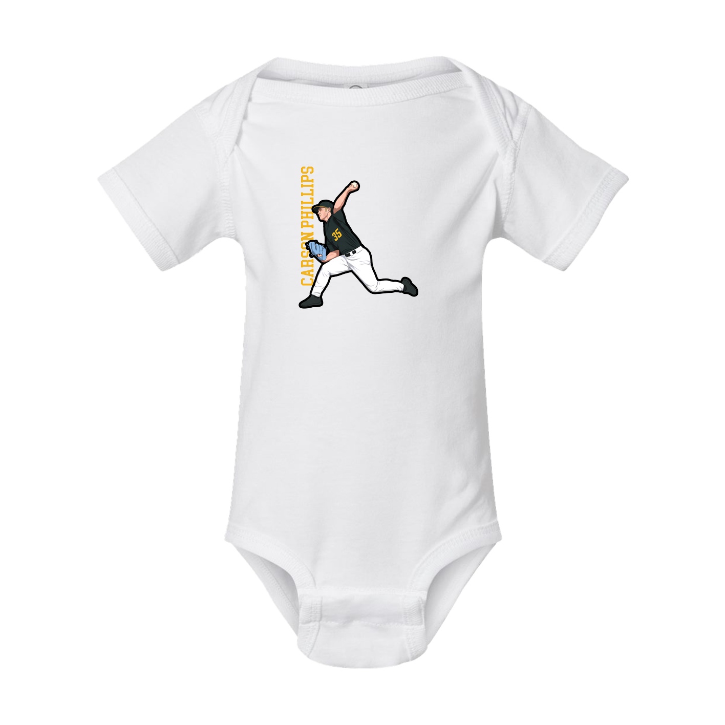 Baby Onesie — Name Vertical in White