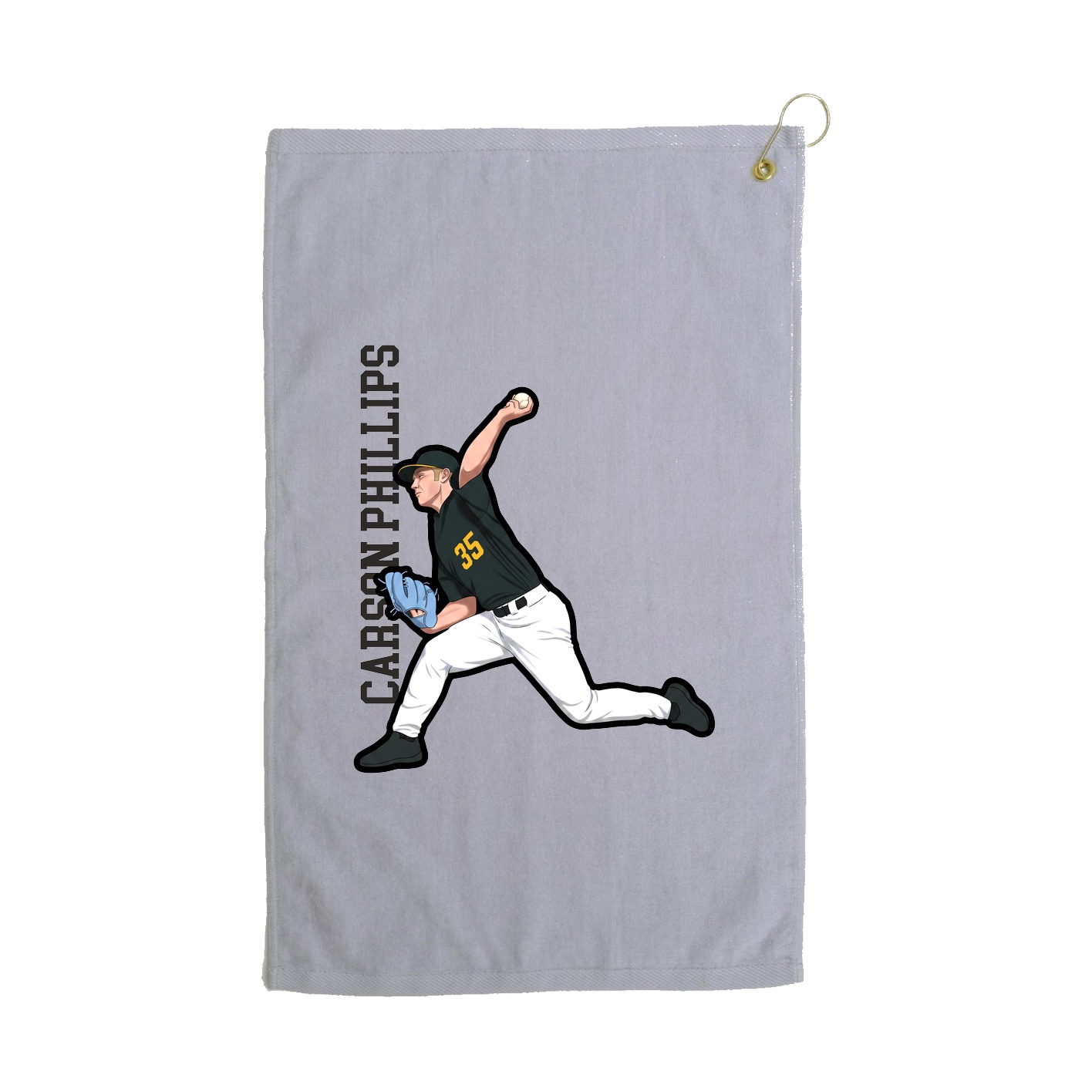 Golf Towel — Name Vertical in Grey