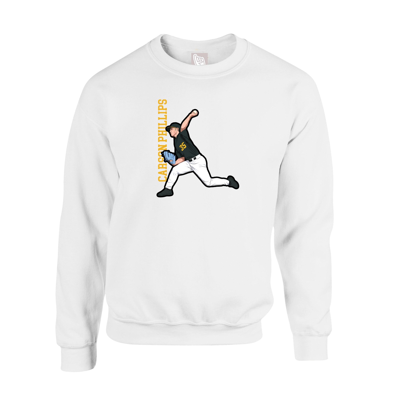 Fleece Crew — Name Vertical in White
