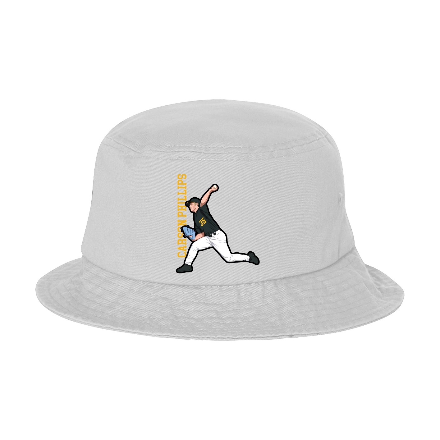 Bucket Cap — Name Vertical in White