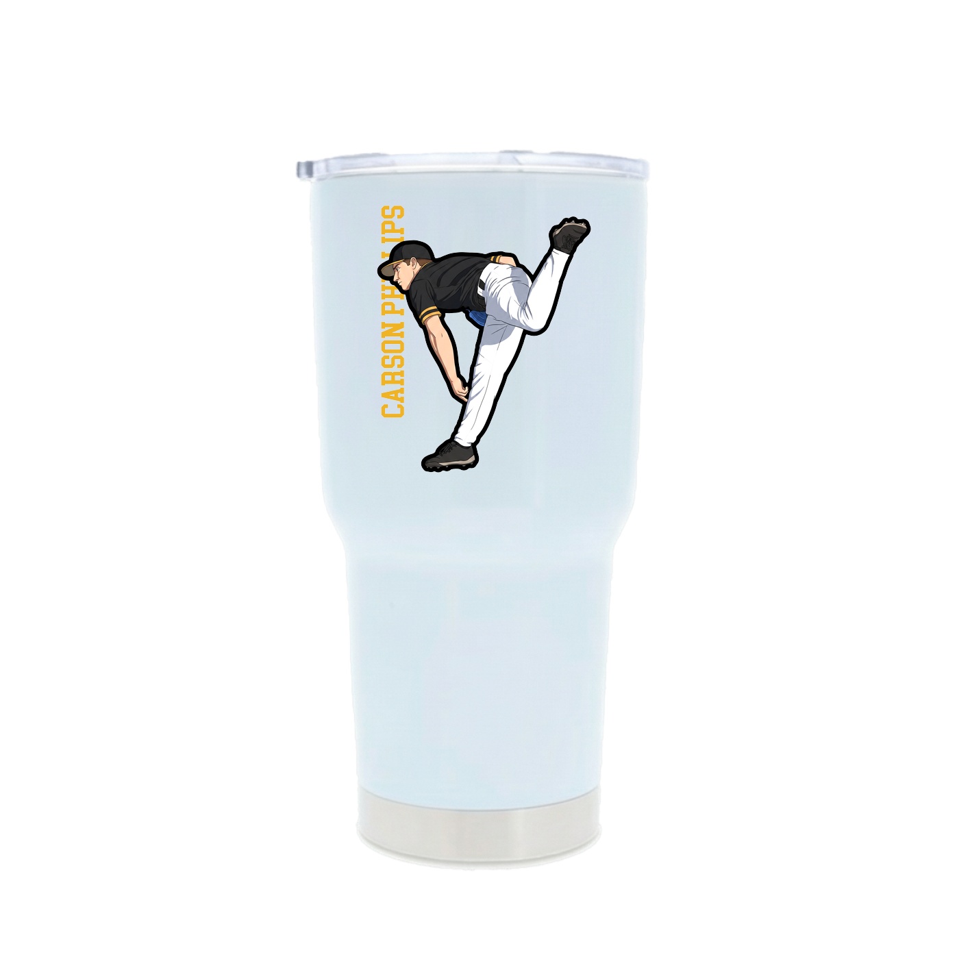 30oz Stainless Steel Tumbler — Name Vertical in White