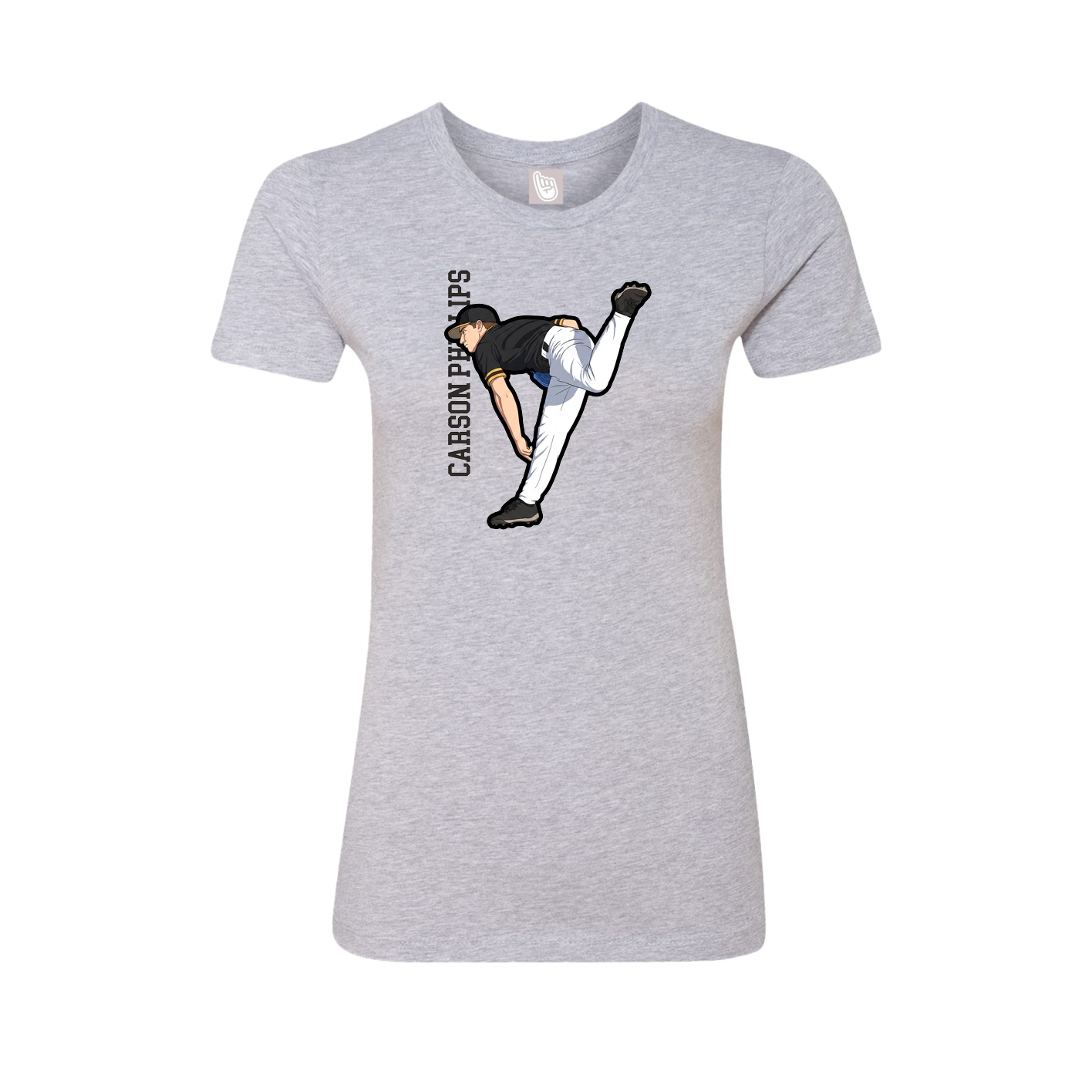 Womens Tee — Name Vertical in Grey