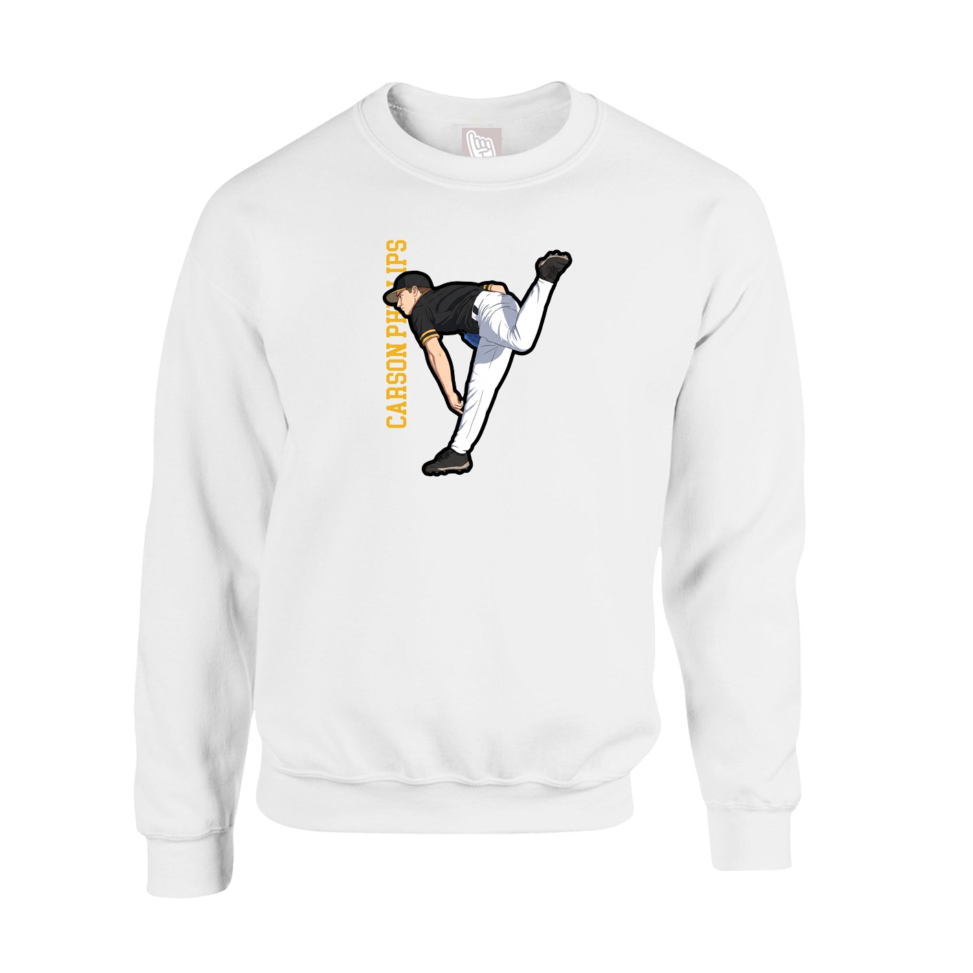 Fleece Crew — Name Vertical in White