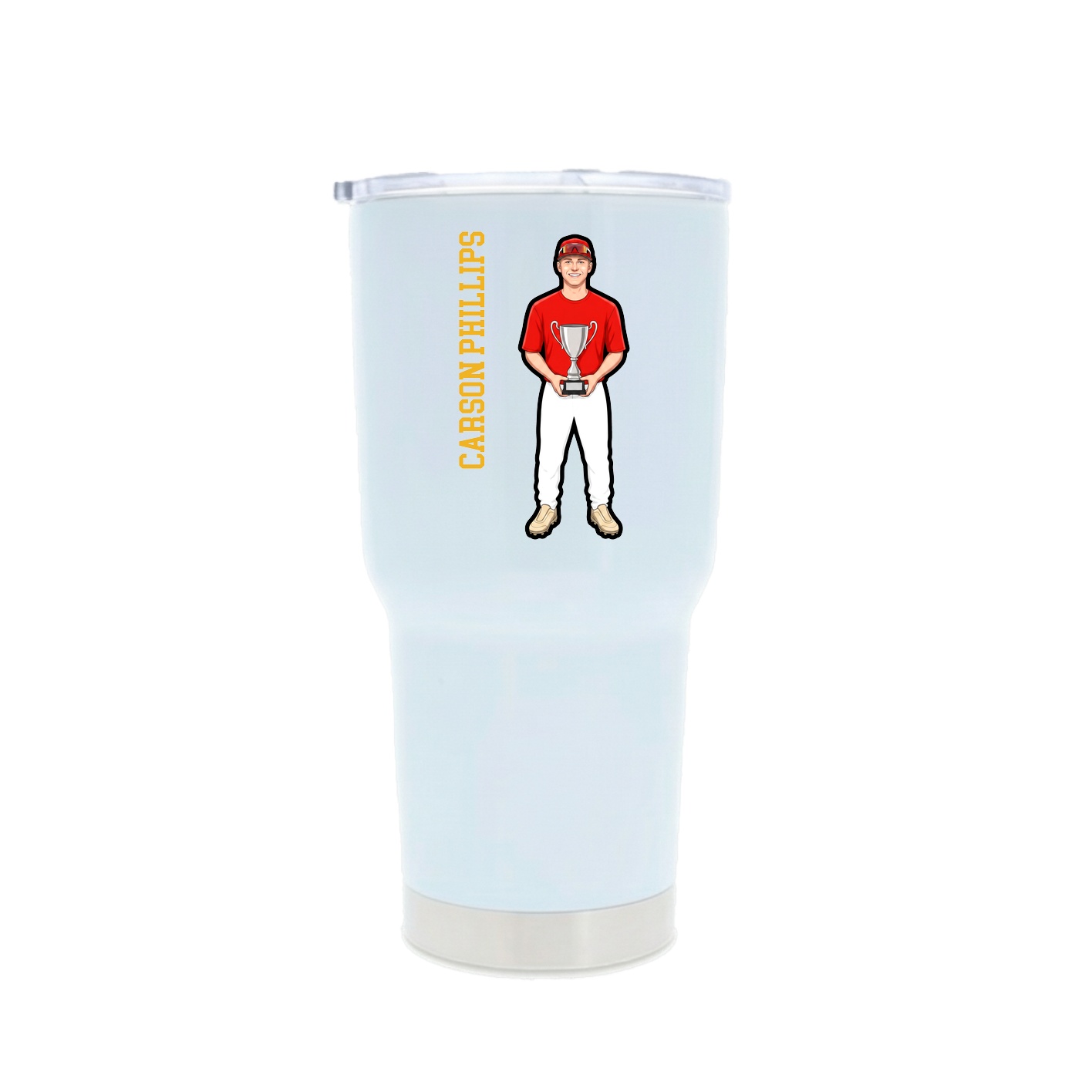 30oz Stainless Steel Tumbler — Name Vertical in White