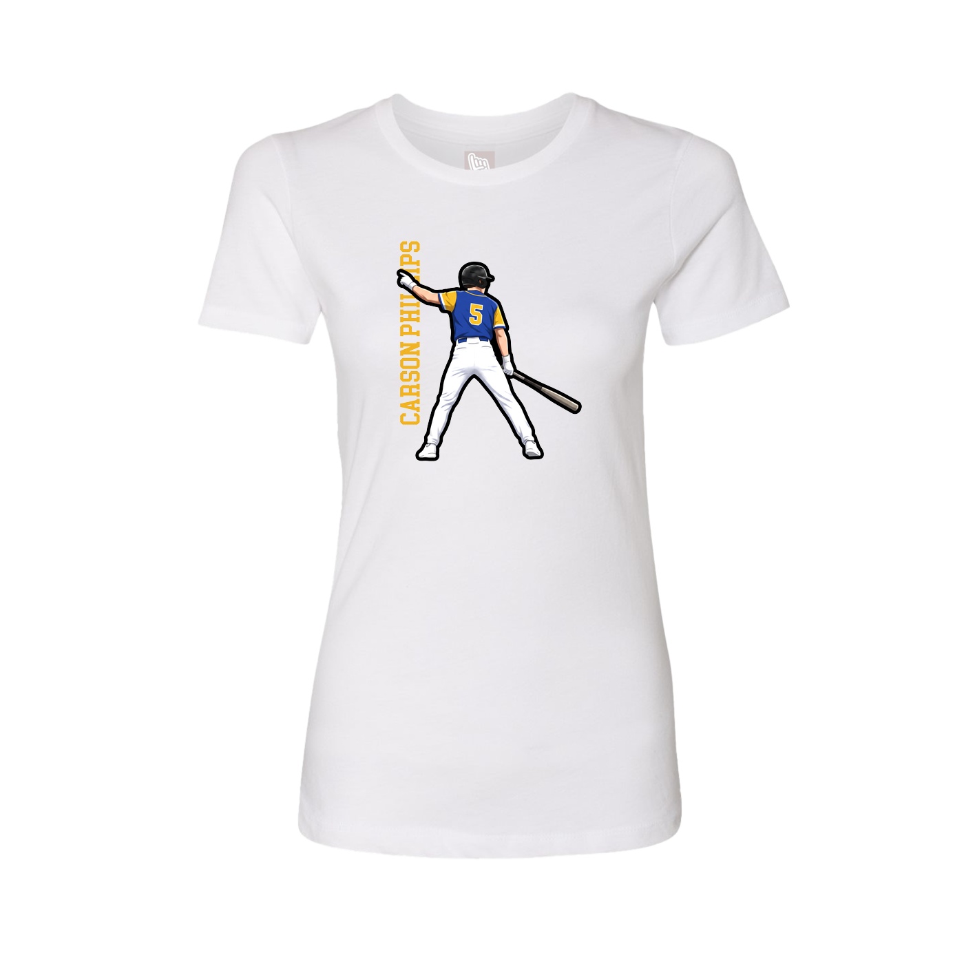 Womens Tee — Name Vertical in White