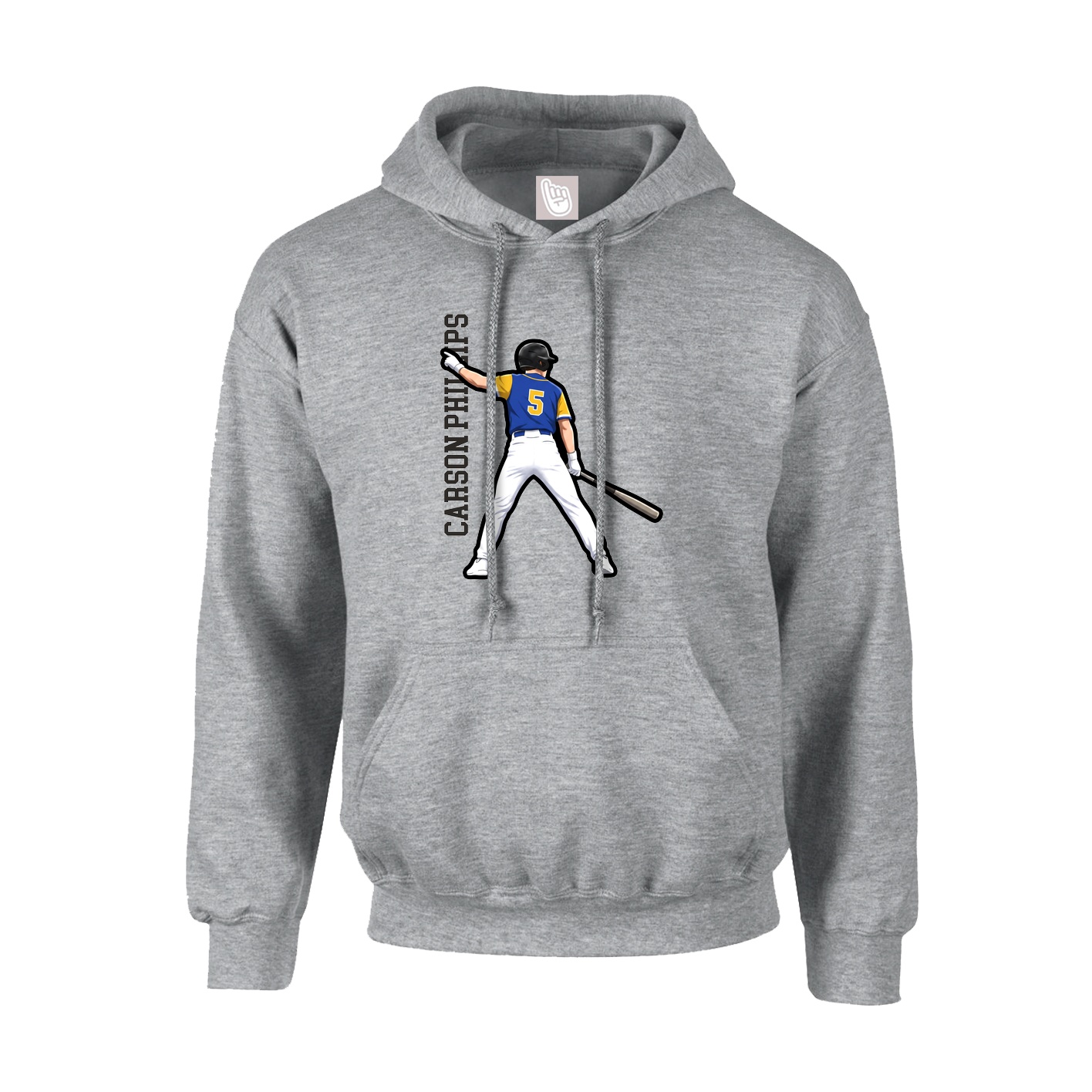 Hoodie — Name Vertical in Grey