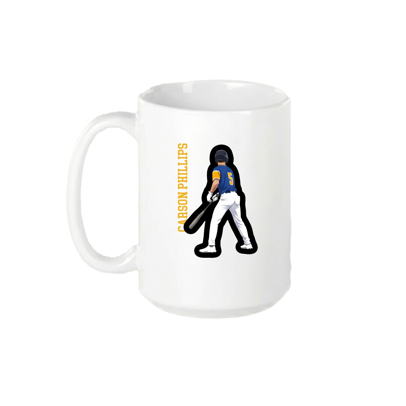 15oz Coffee Mug — Name Vertical in White