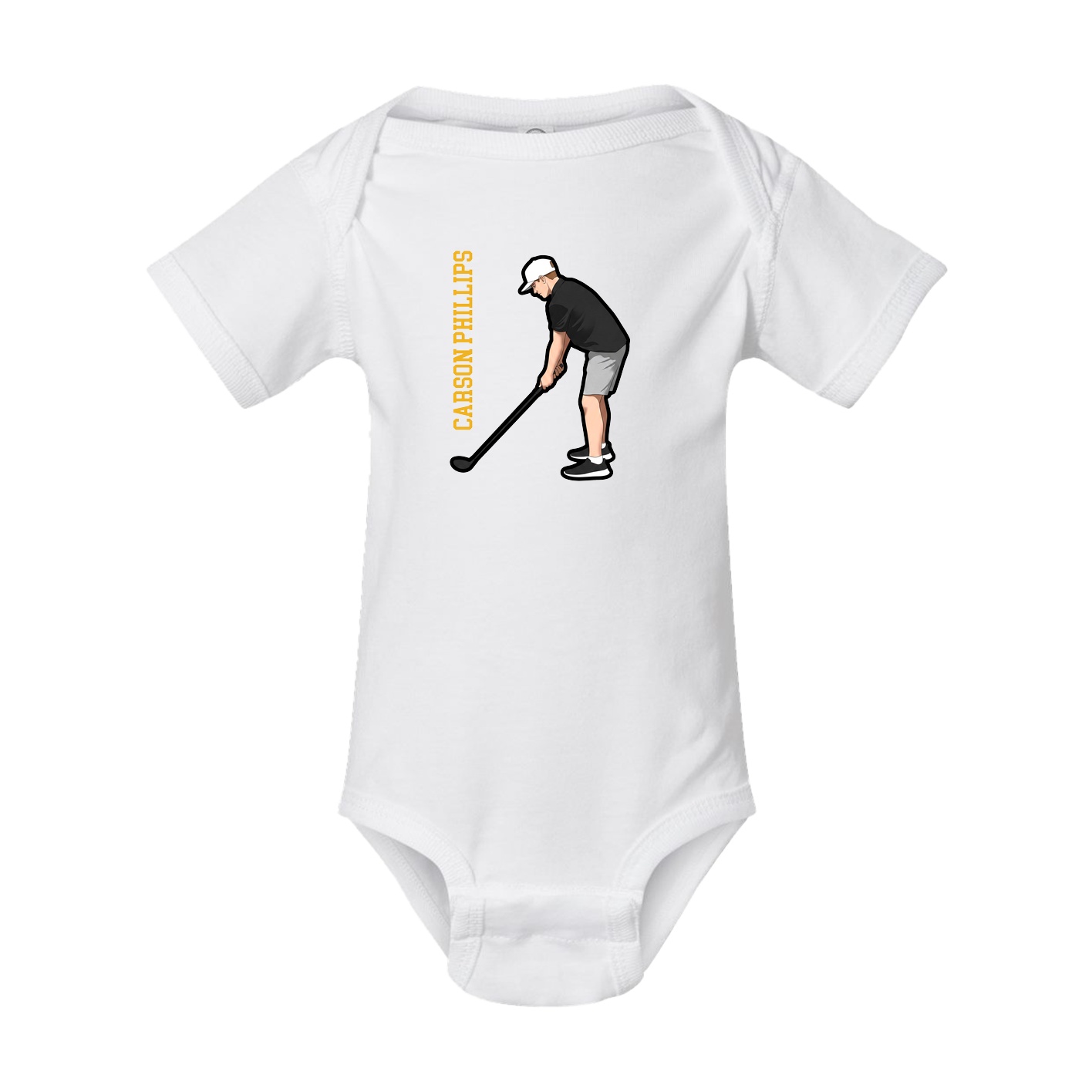 Baby Onesie — Name Vertical in White