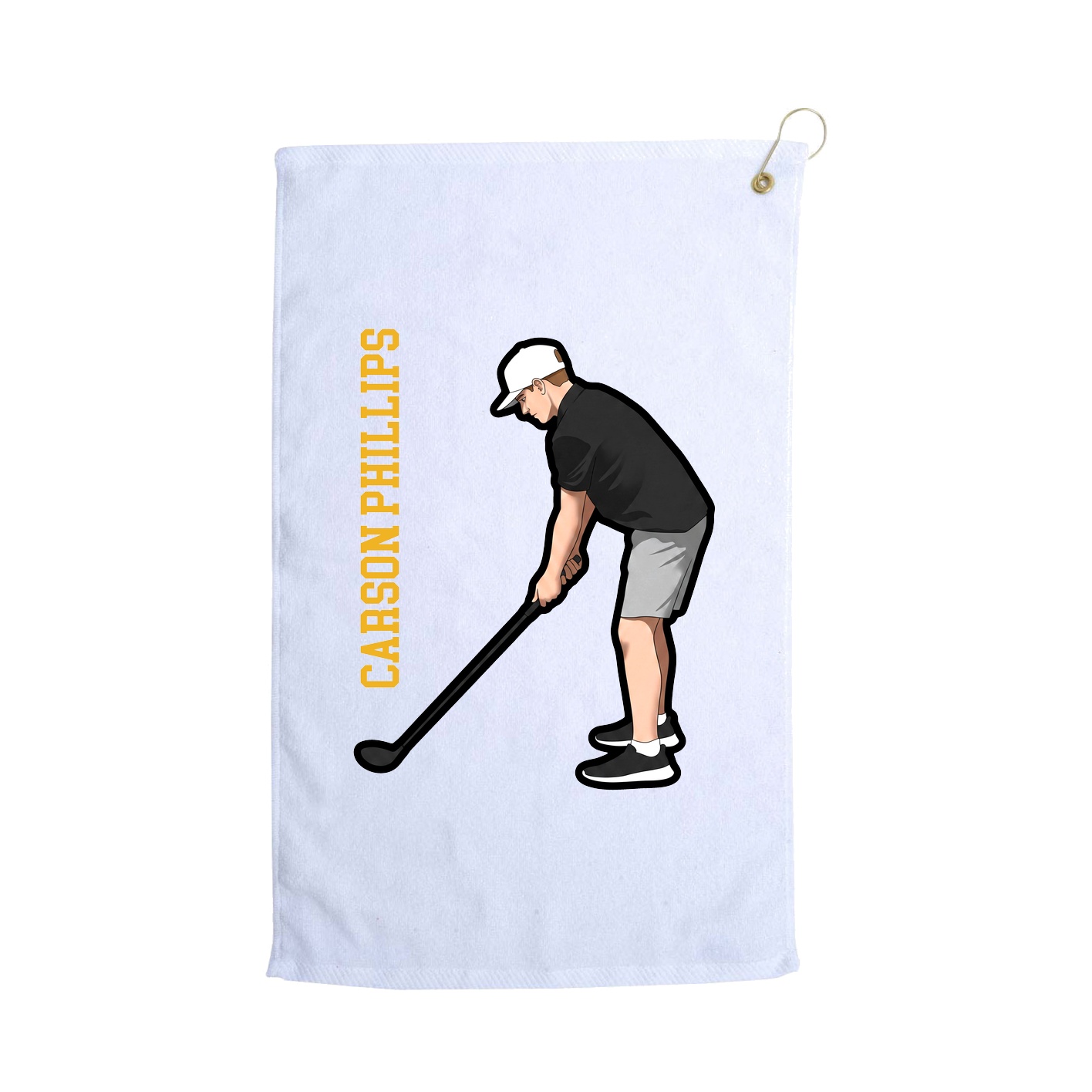 Golf Towel — Name Vertical in White