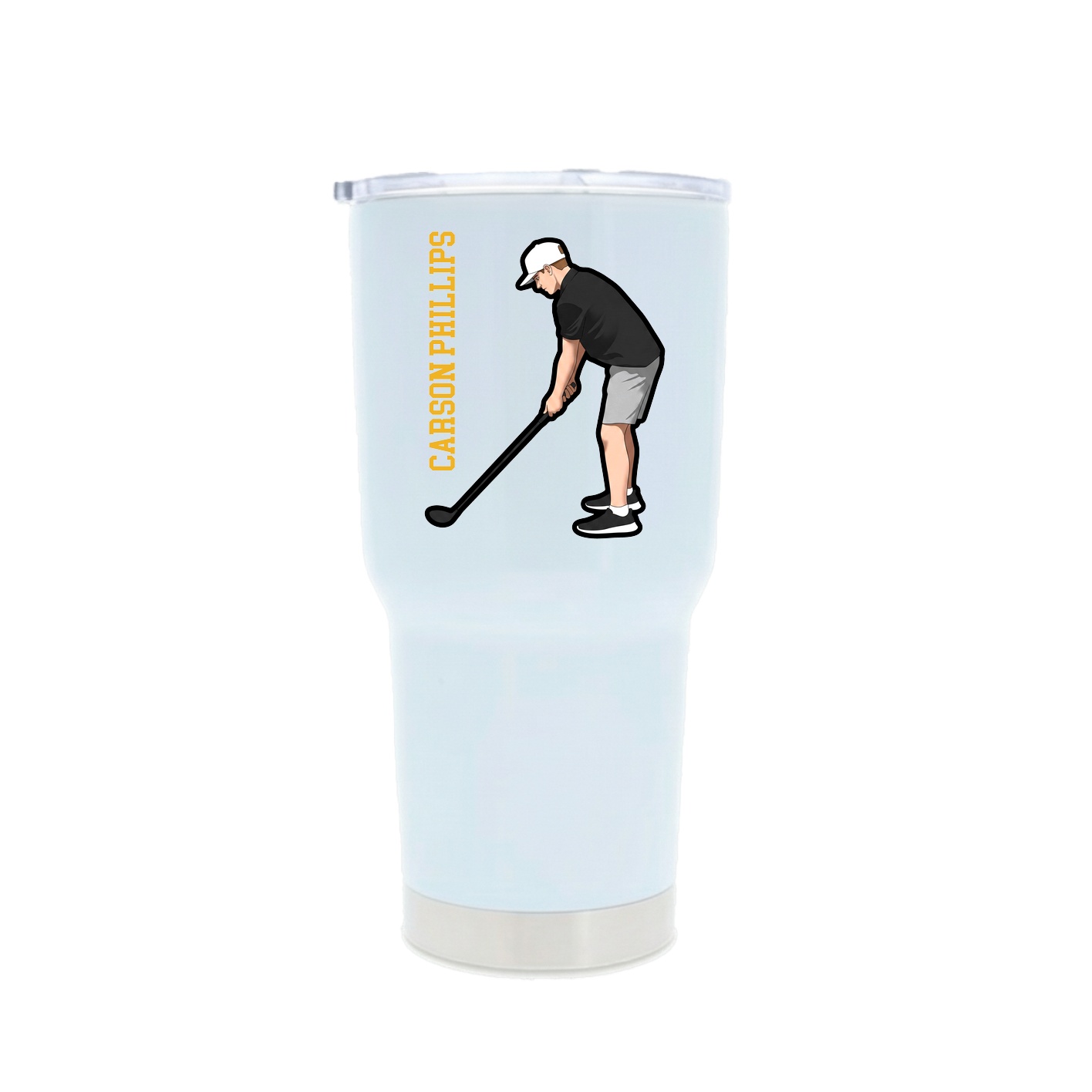 30oz Stainless Steel Tumbler — Name Vertical in White