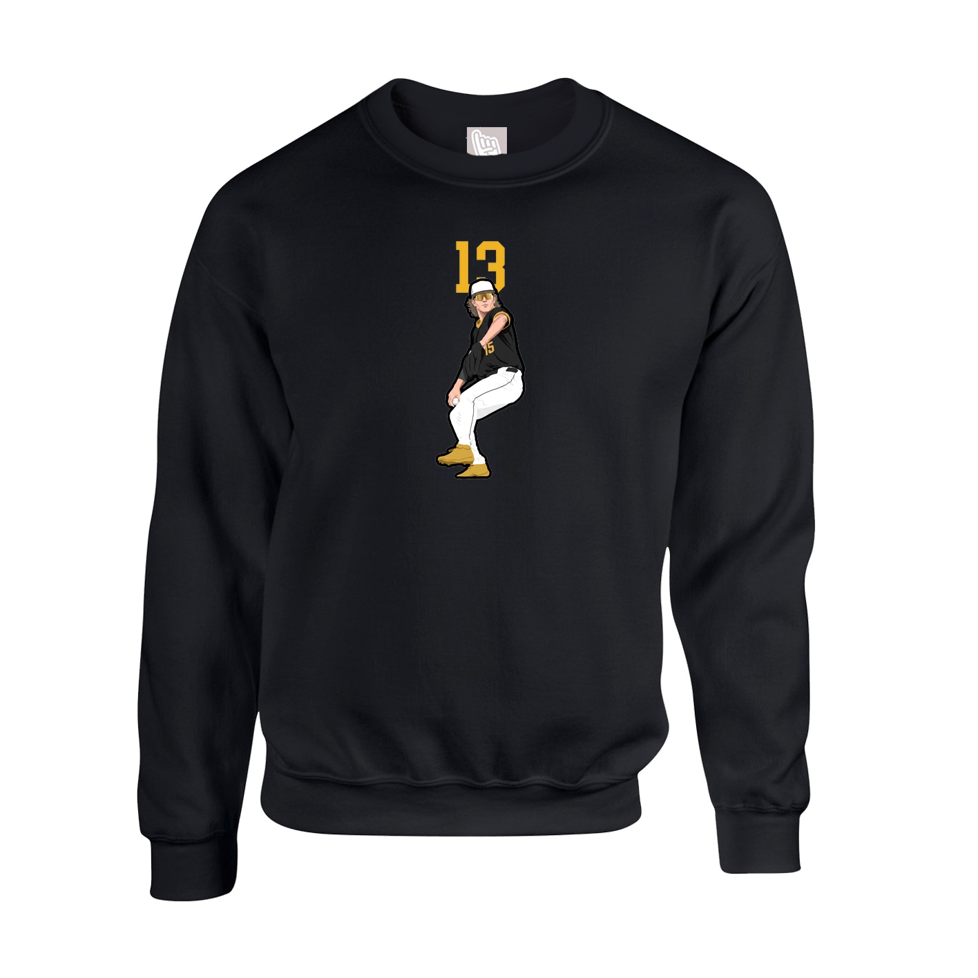 Fleece Crew — Number Top in Black