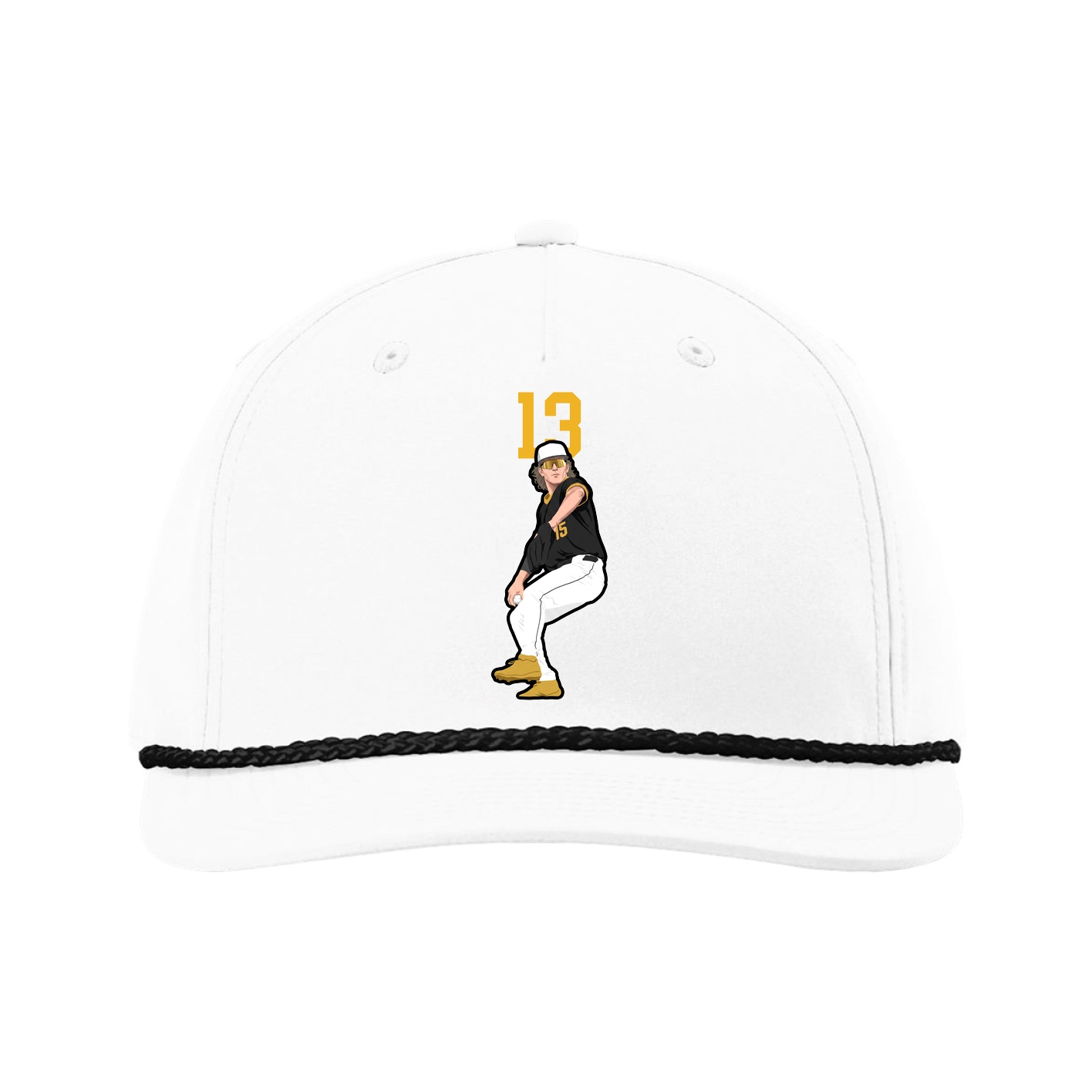 Five-Panel Classic Rope Cap — Number Top in White