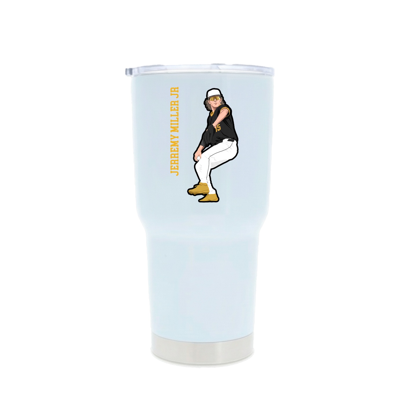 30oz Stainless Steel Tumbler — Name Vertical in White