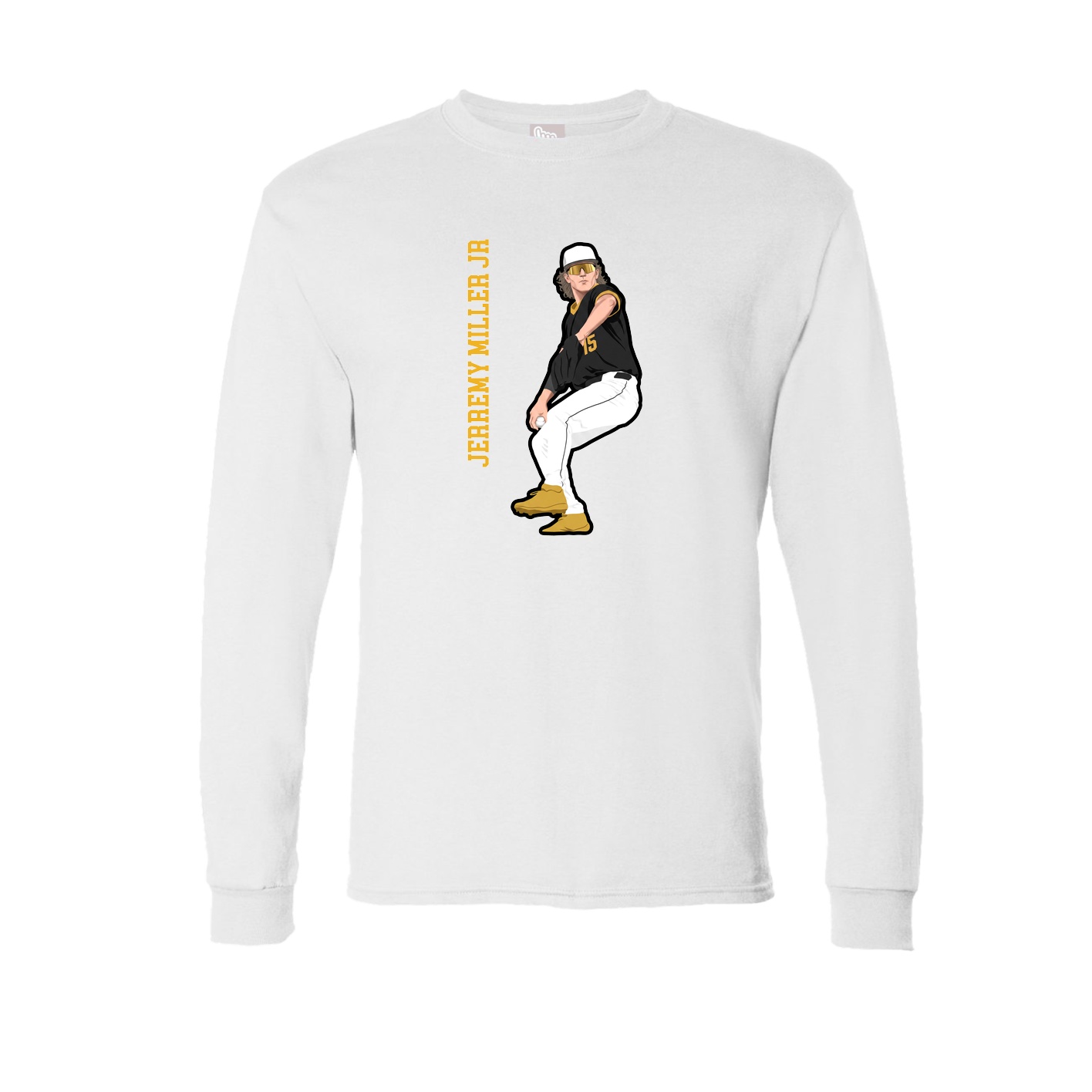 Long Sleeve Tee — Name Vertical in White