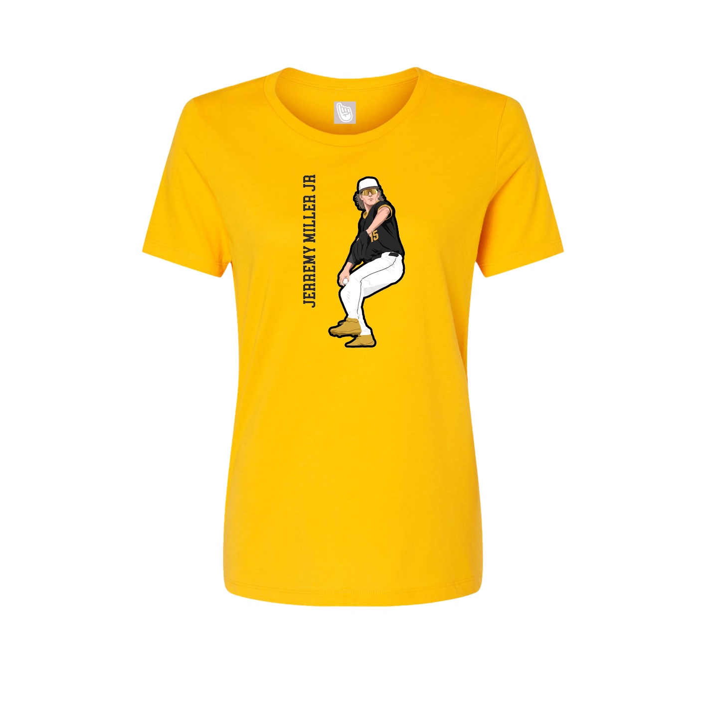 Fitted Women's Tee — Name Vertical in Gold