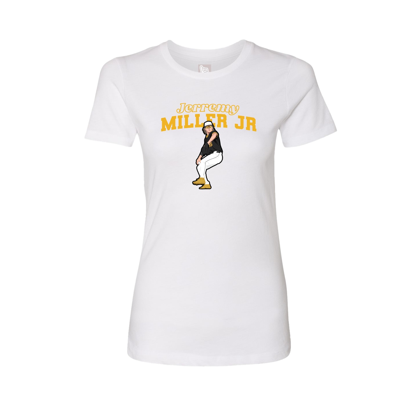 Fitted Women's Tee — Name Arch in White