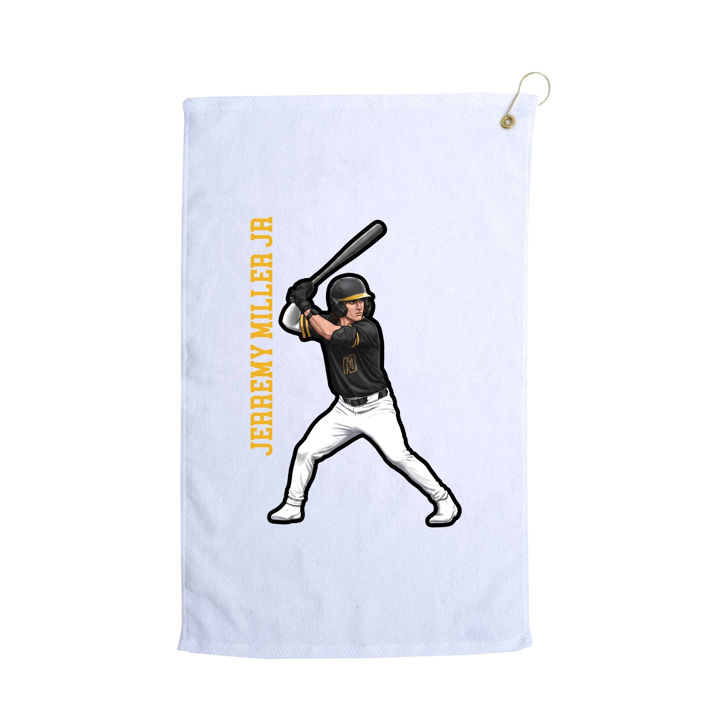 Golf Towel — Name Vertical in White