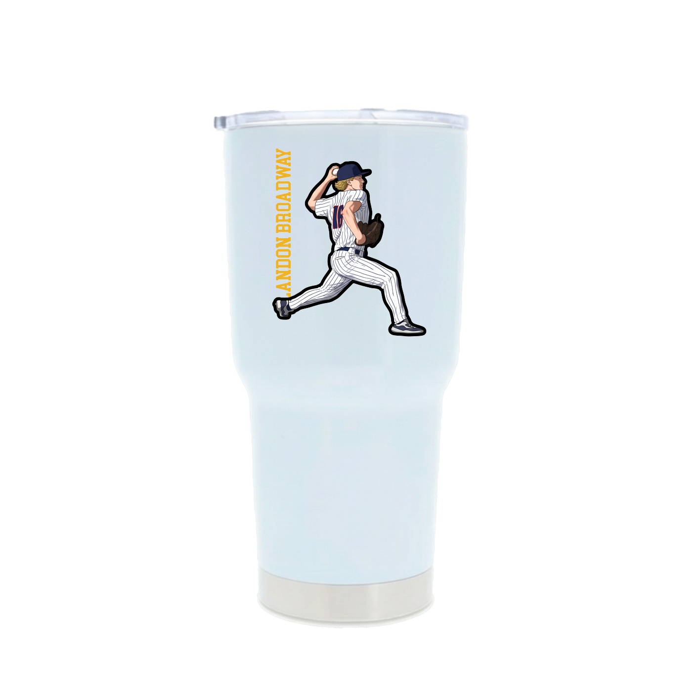 30oz Stainless Steel Tumbler — Name Vertical in White