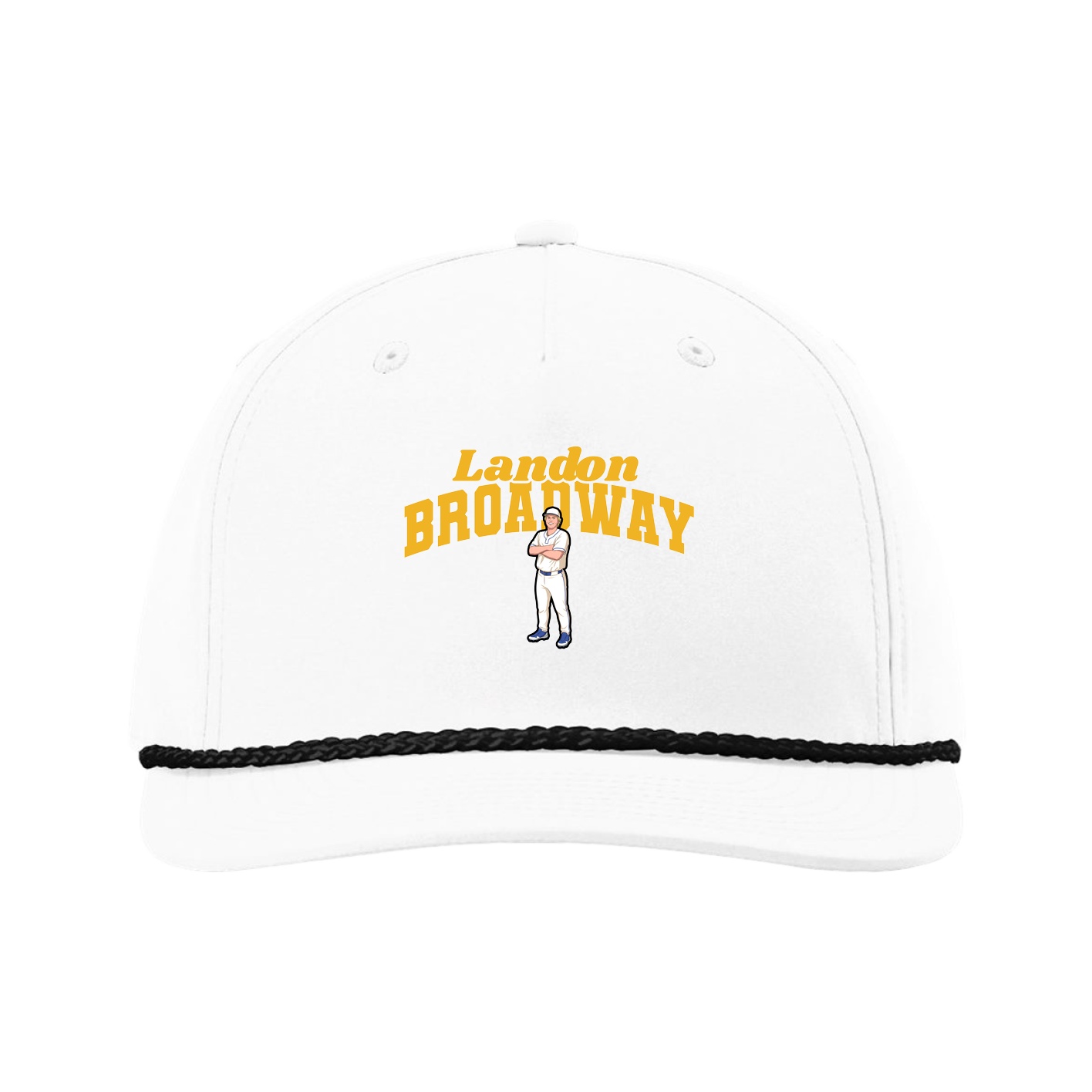 Five-Panel Classic Rope Cap — Signature Arch in White