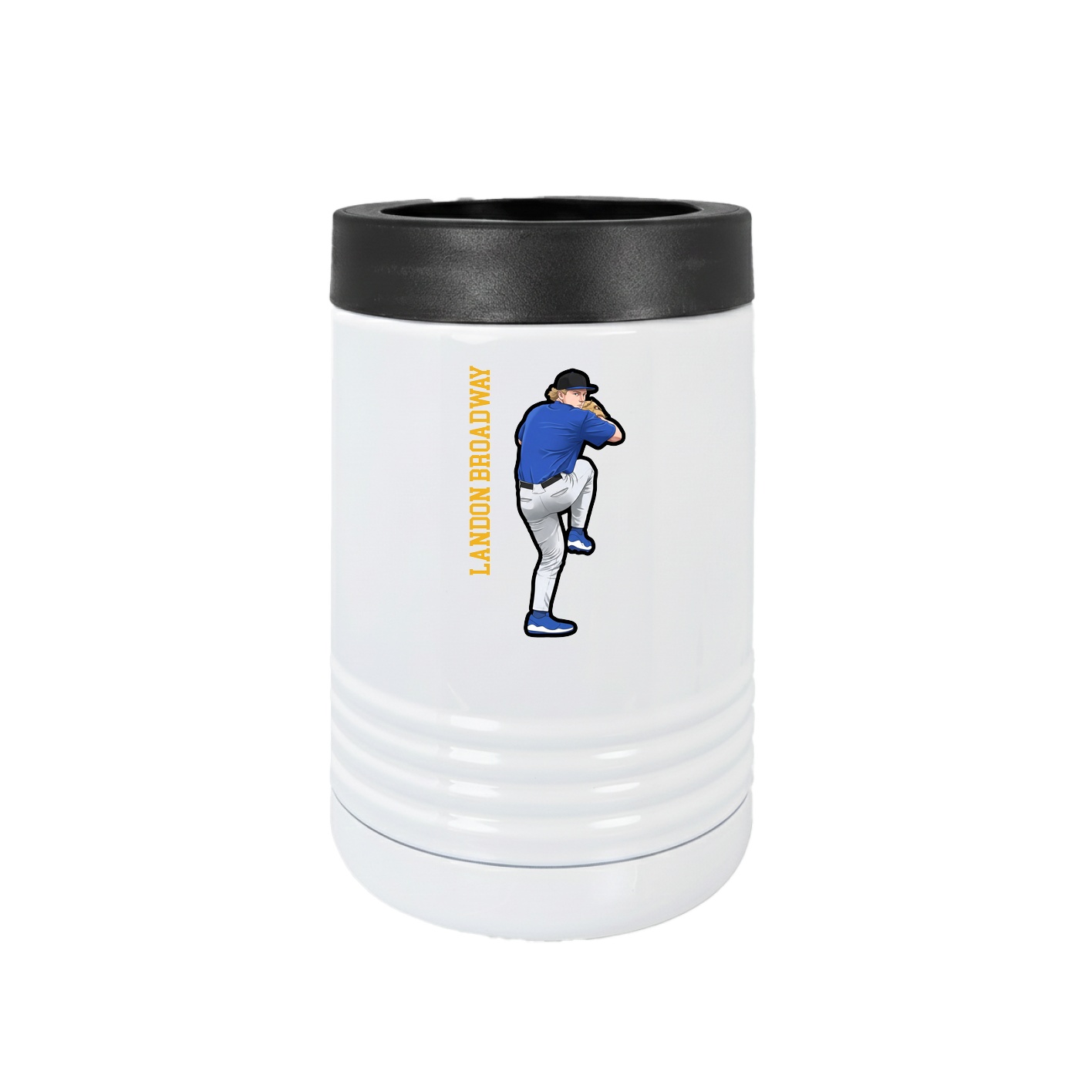 Beverage Holder — Name Vertical in White