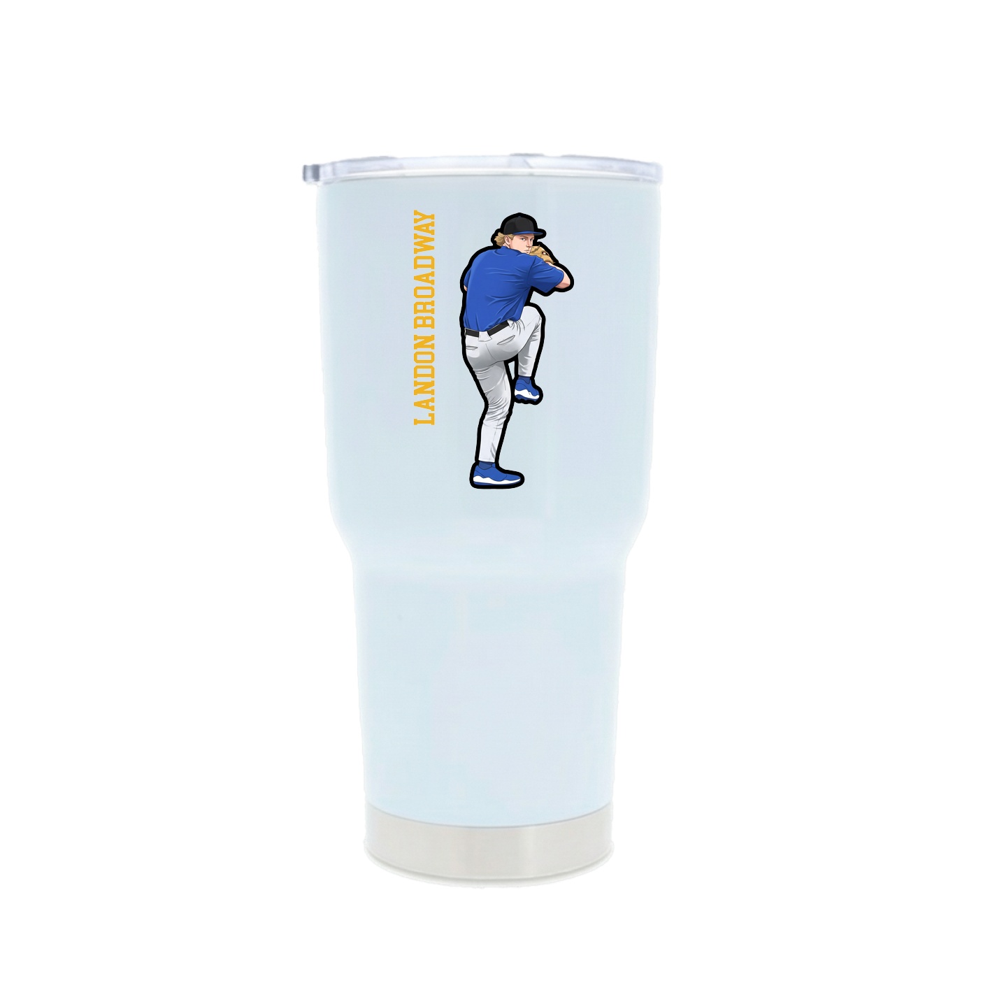 30oz Stainless Steel Tumbler — Name Vertical in White