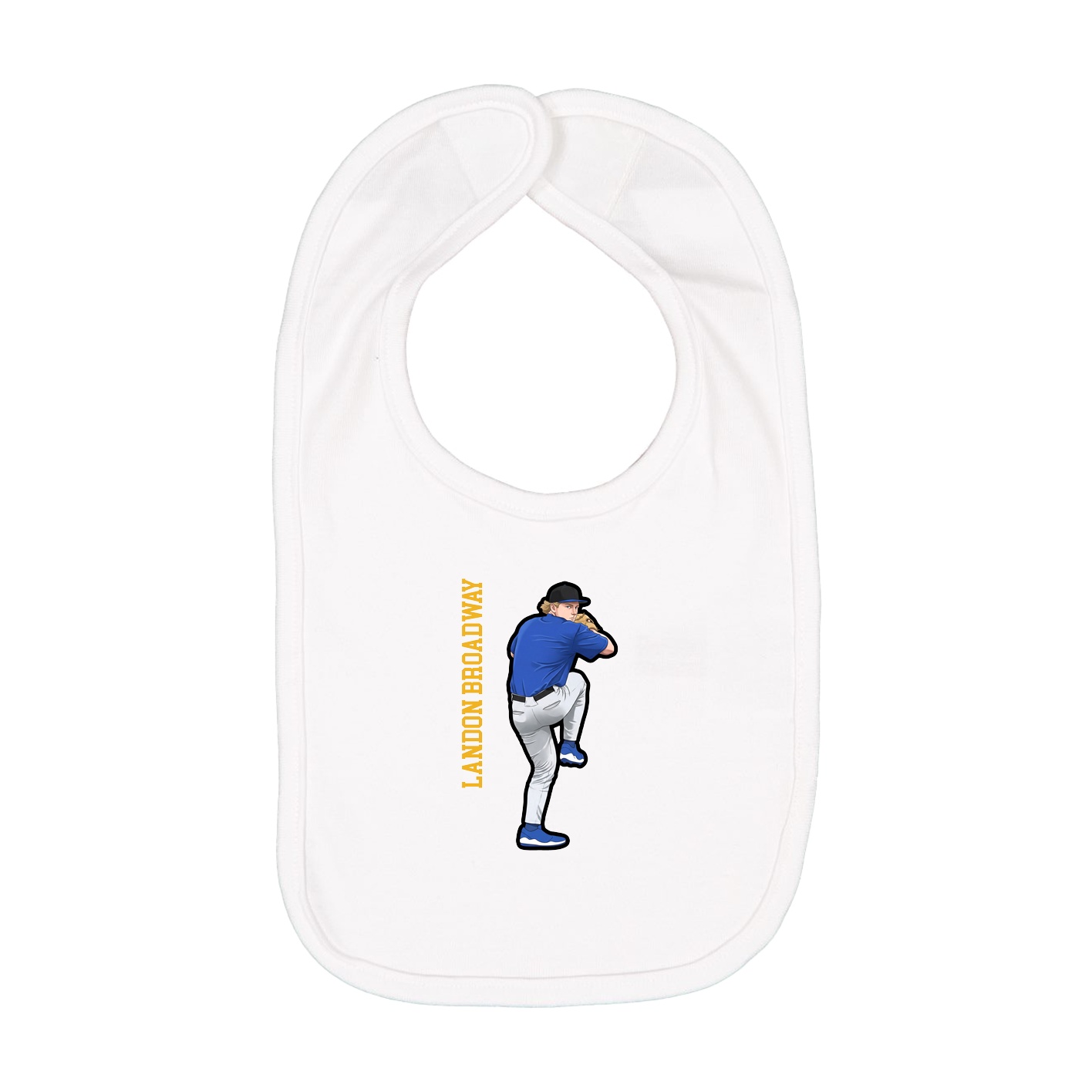 Infant Bib — Name Vertical in White