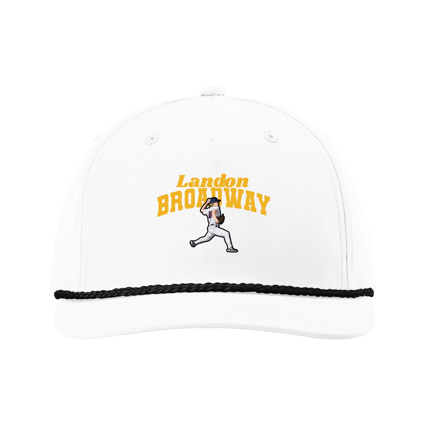 Five-Panel Classic Rope Cap — Signature Arch in White
