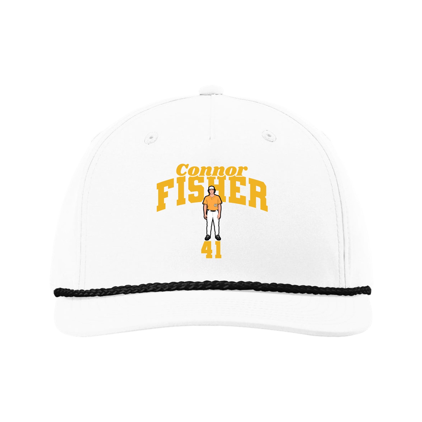 Five-Panel Classic Rope Cap — Signature Arch in White