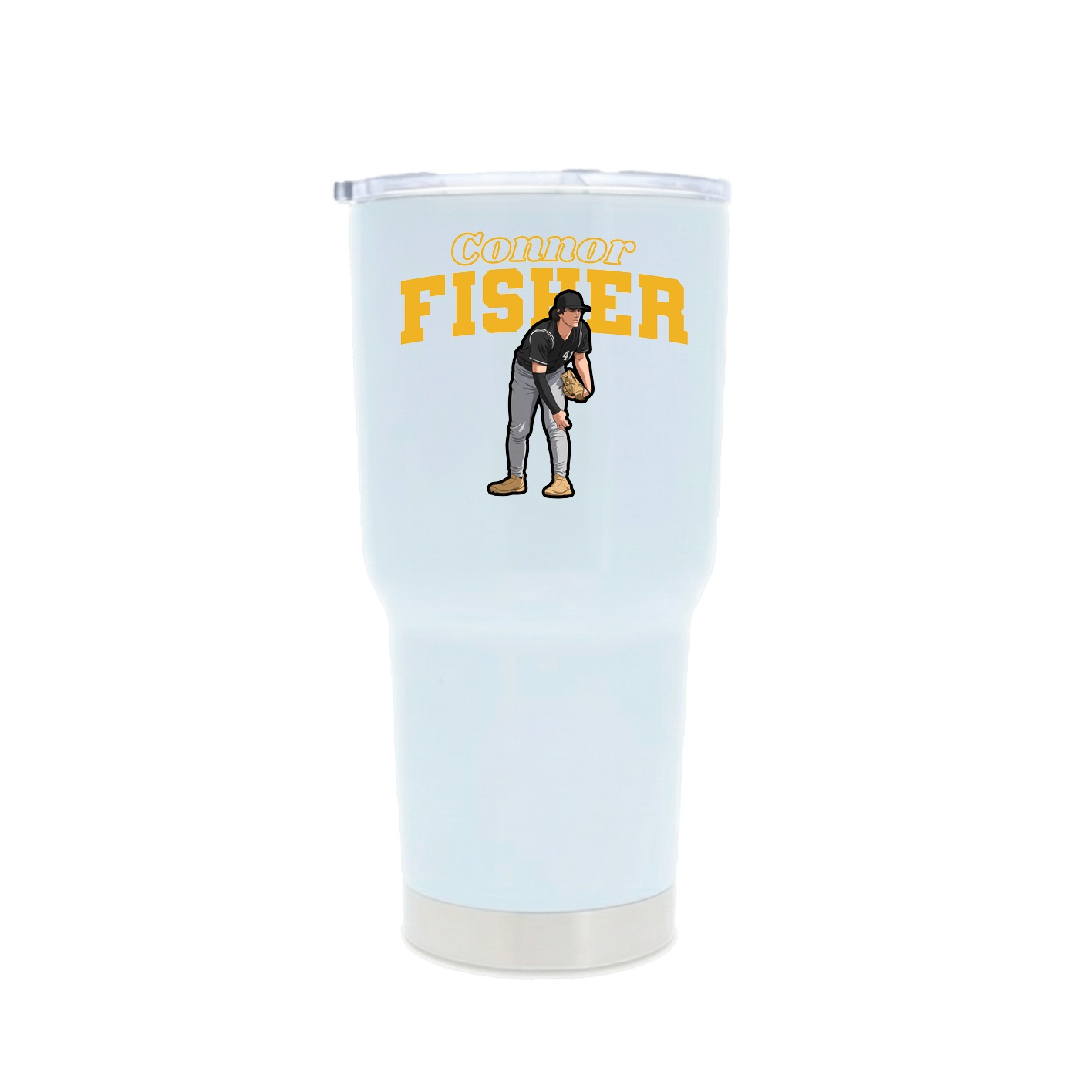 30oz Stainless Steel Tumbler — Name Arch in White