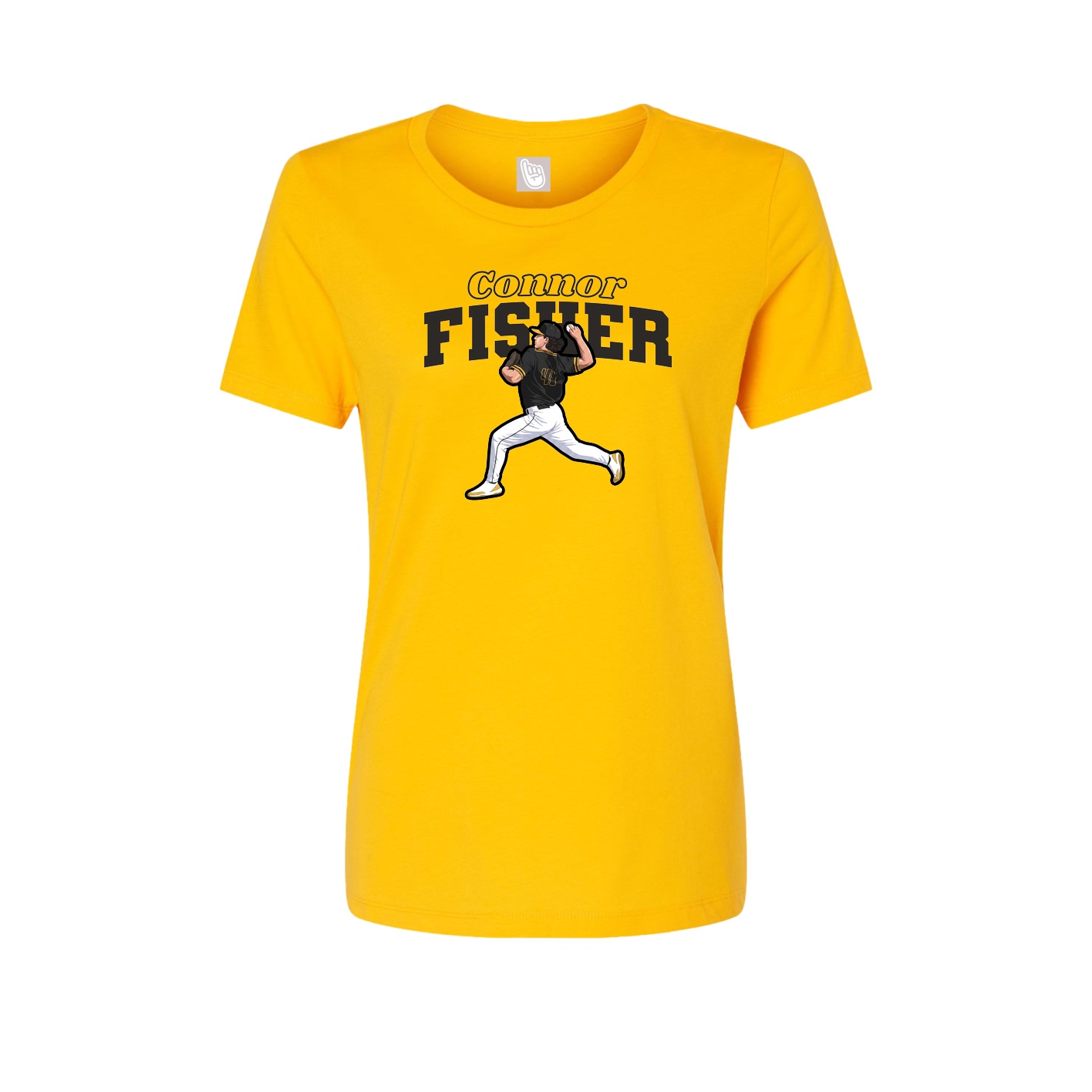 Fitted Women's Tee — Name Arch in Gold