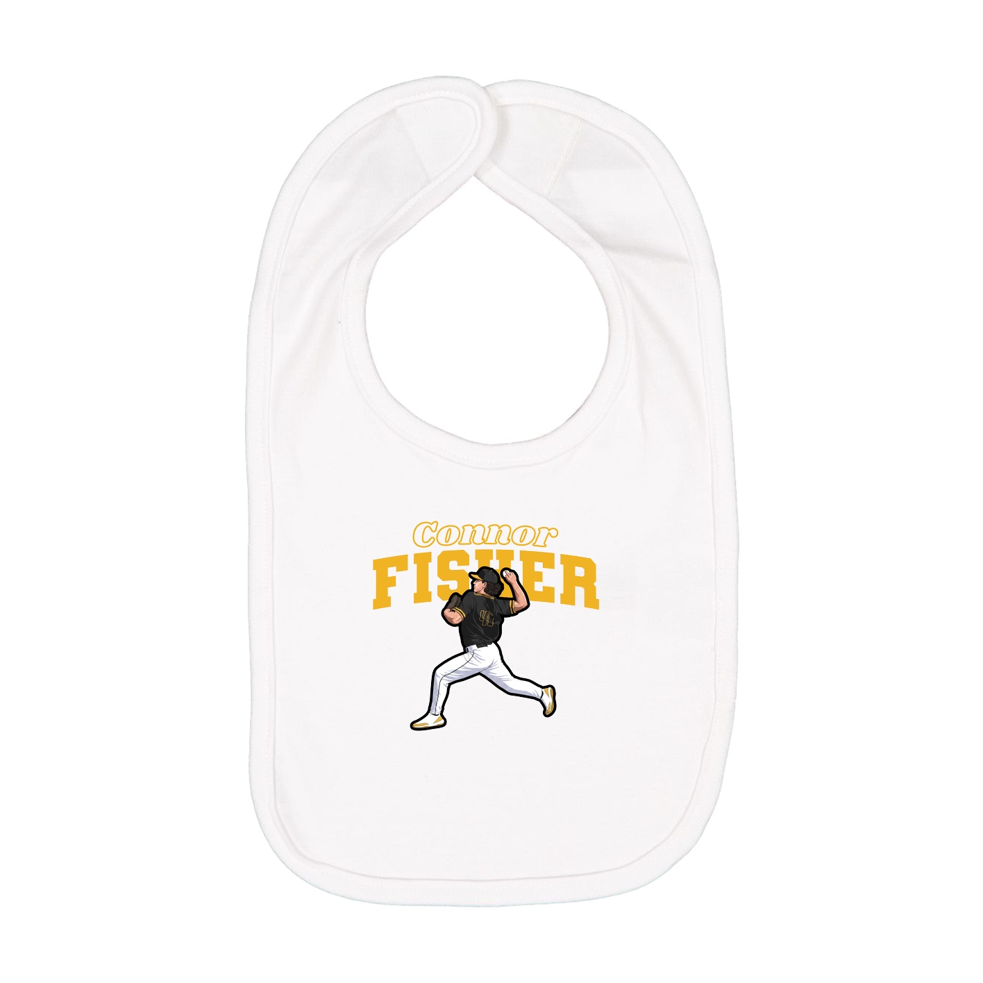 Infant Bib — Name Arch in White