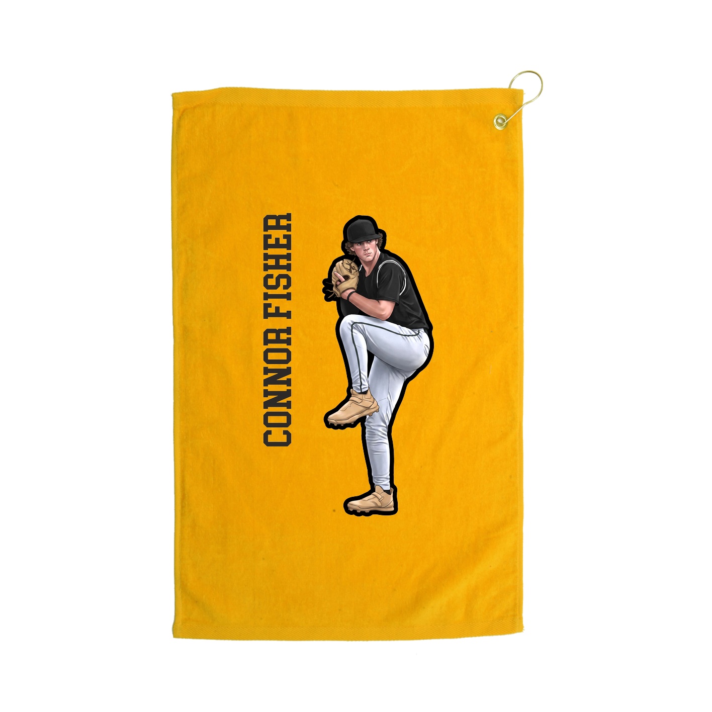 Golf Towel — Name Vertical in Gold