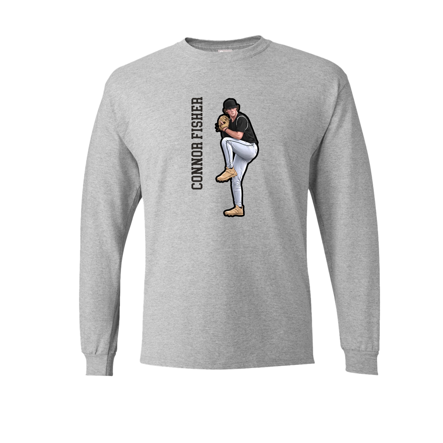 Long Sleeve Tee — Name Vertical in Grey
