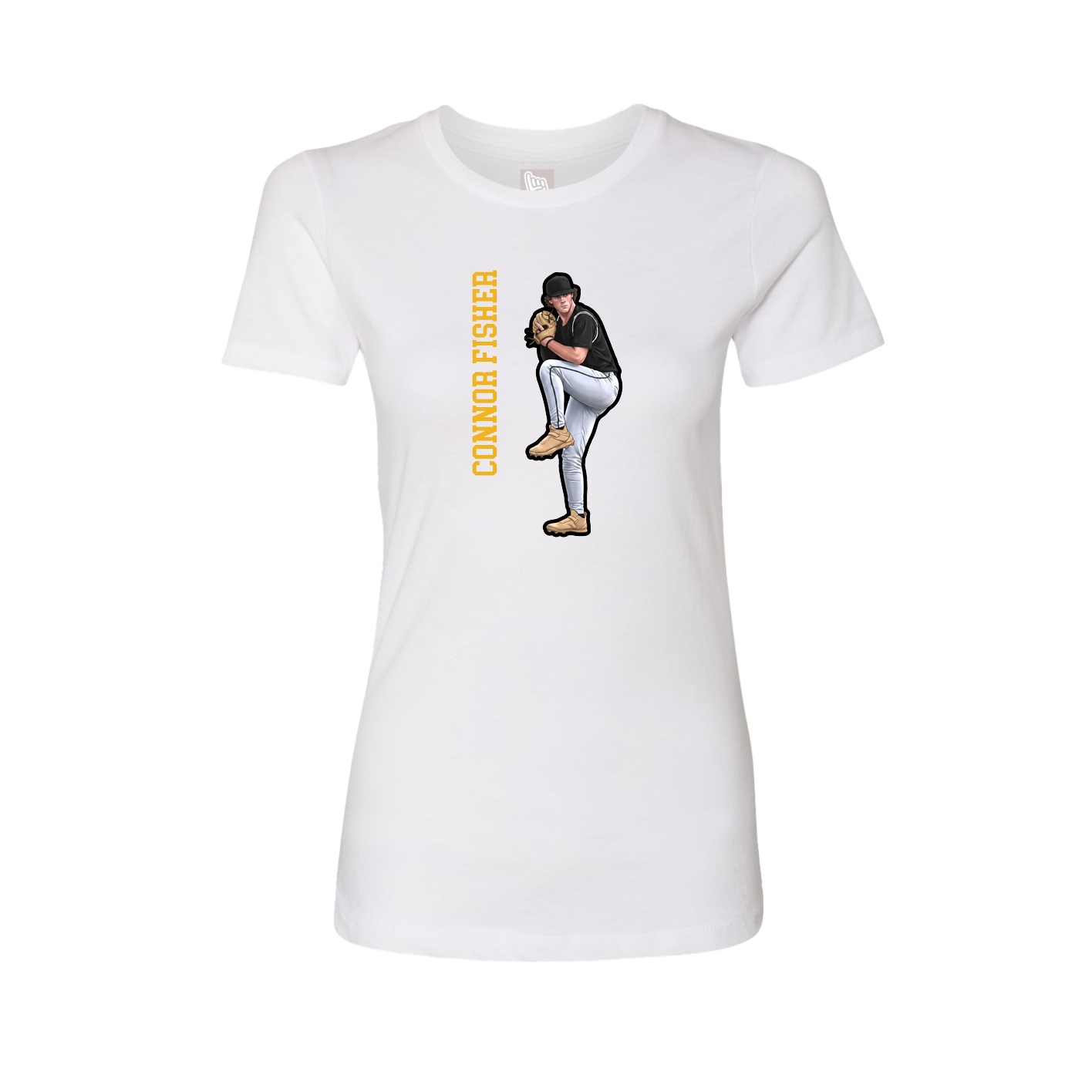 Fitted Women's Tee — Name Vertical in White