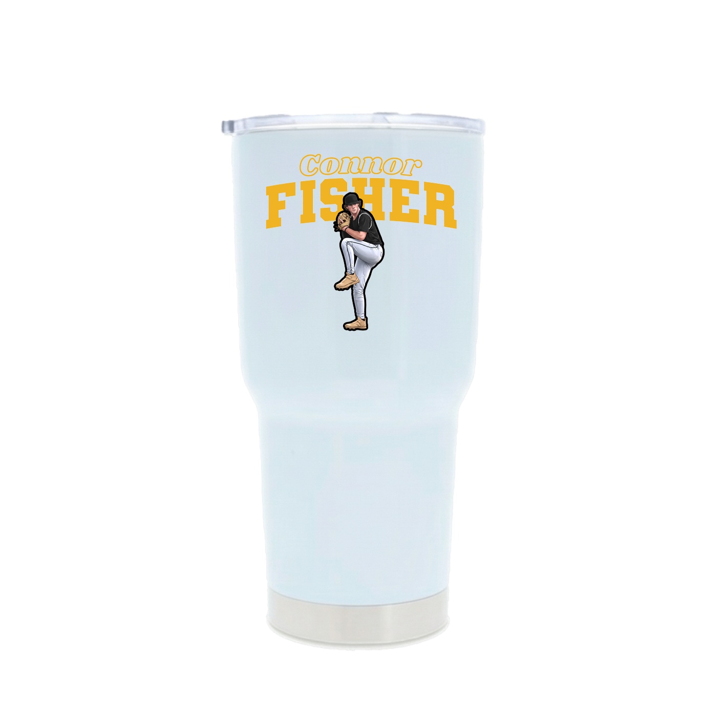 30oz Stainless Steel Tumbler — Name Arch in White
