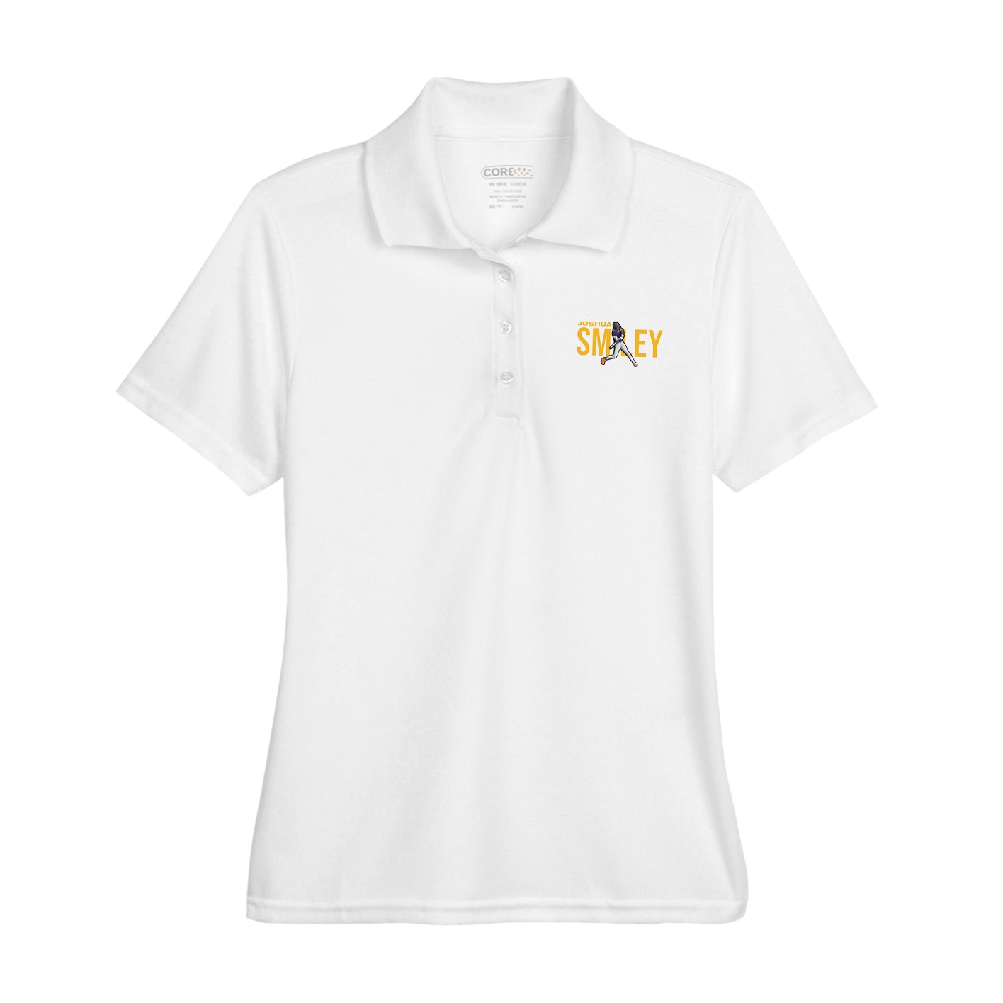 Womens Performance Polo — Player Name in White