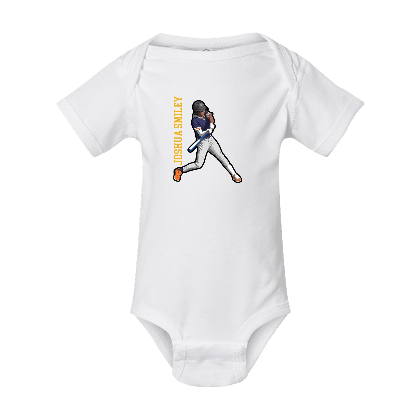 Baby Onesie — Name Vertical in White