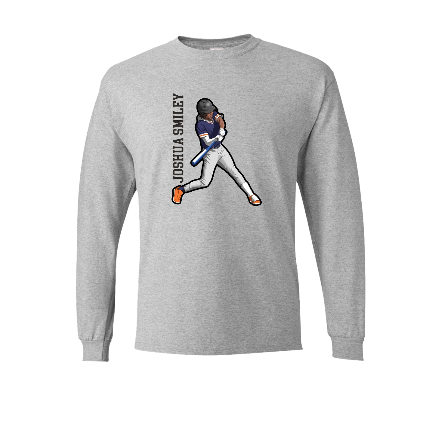 Long Sleeve Tee — Name Vertical in Grey