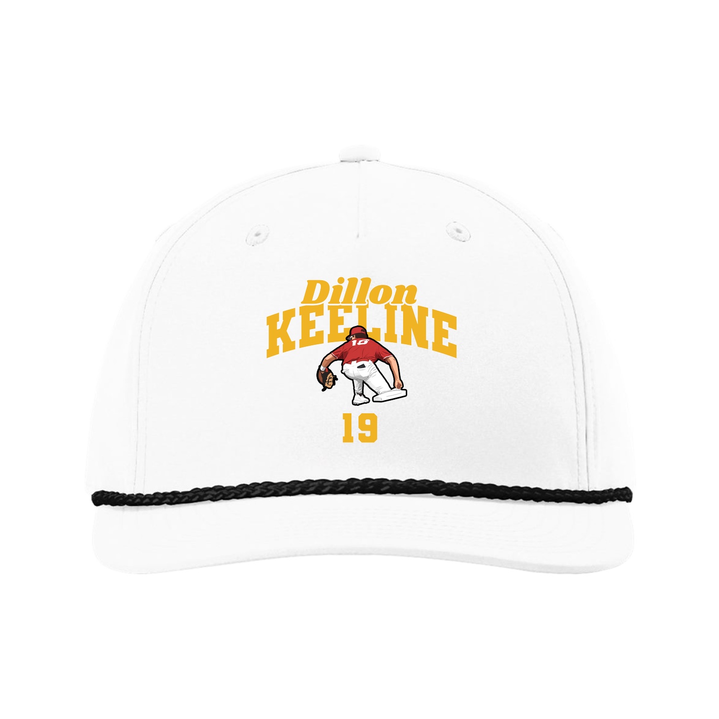 Five-Panel Classic Rope Cap — Signature Arch in White