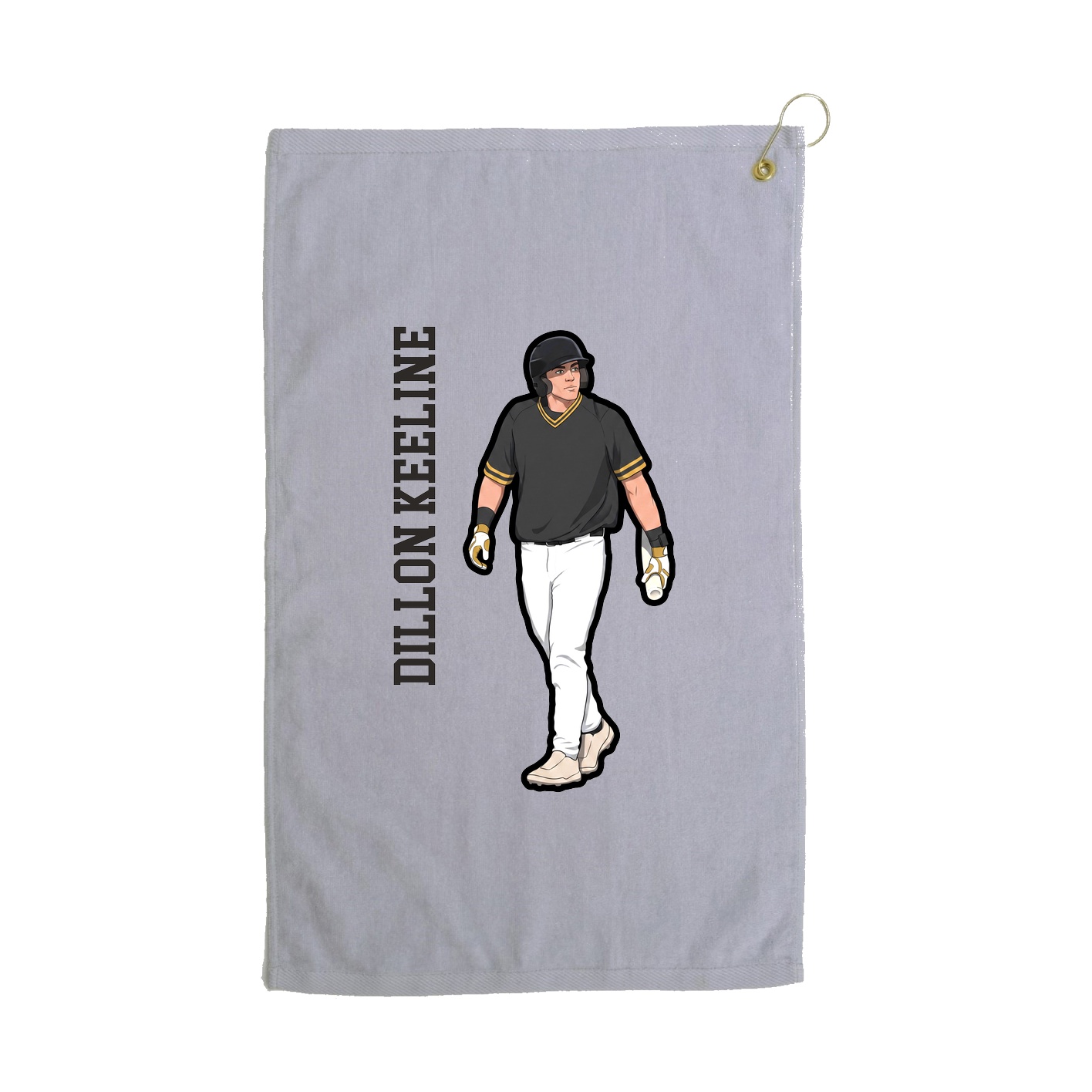 Golf Towel — Name Vertical in Grey