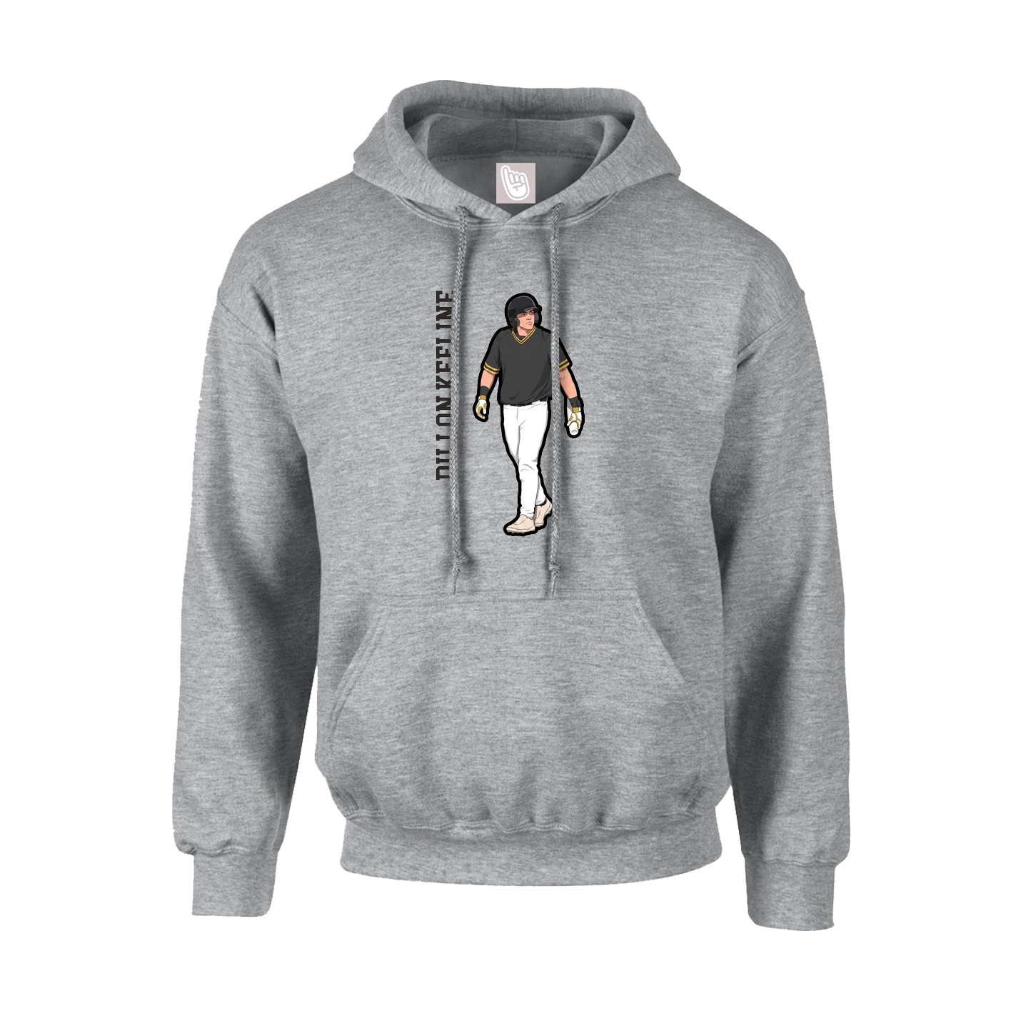 Youth Hoodie — Name Vertical in Grey