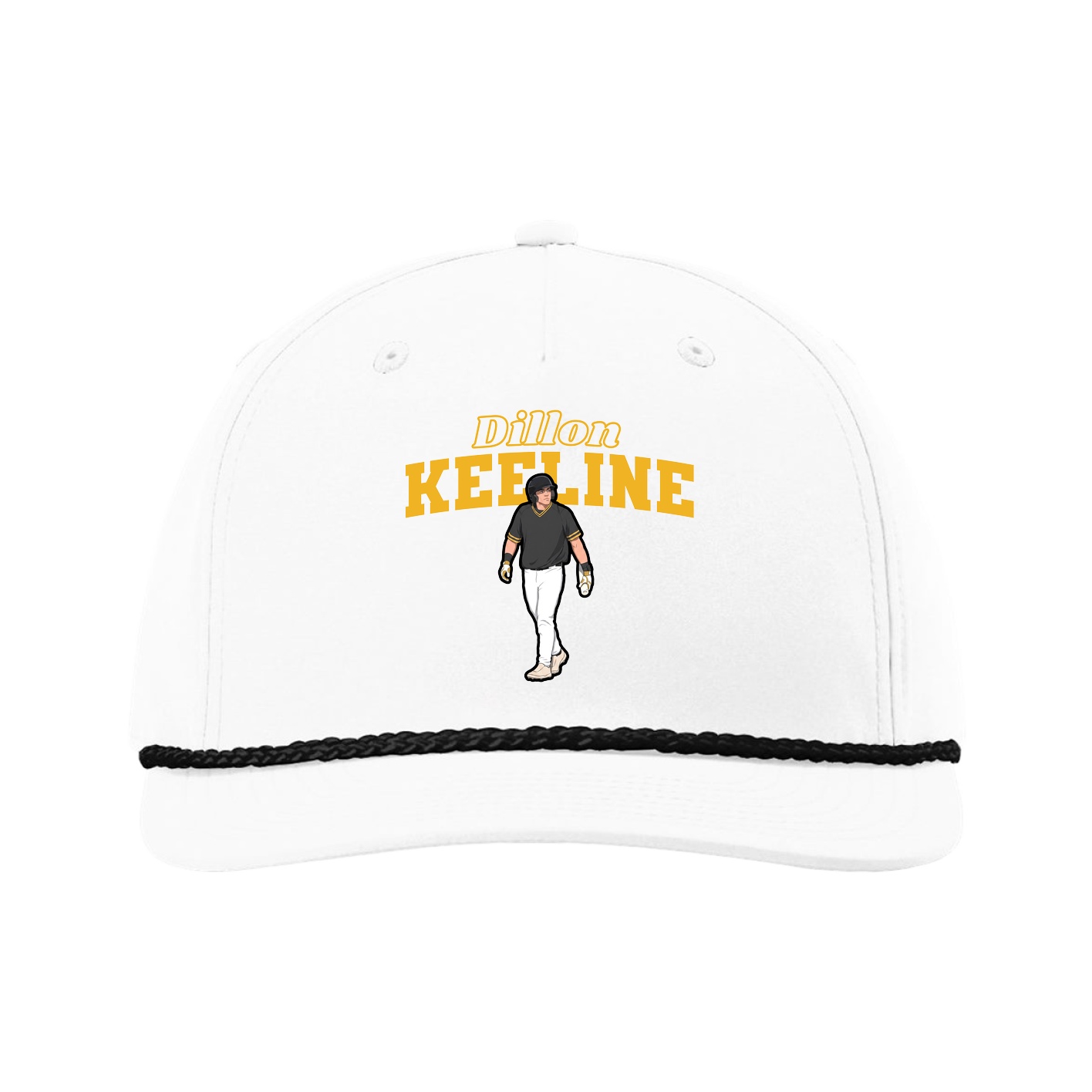 Five-Panel Classic Rope Cap — Name Arch in White