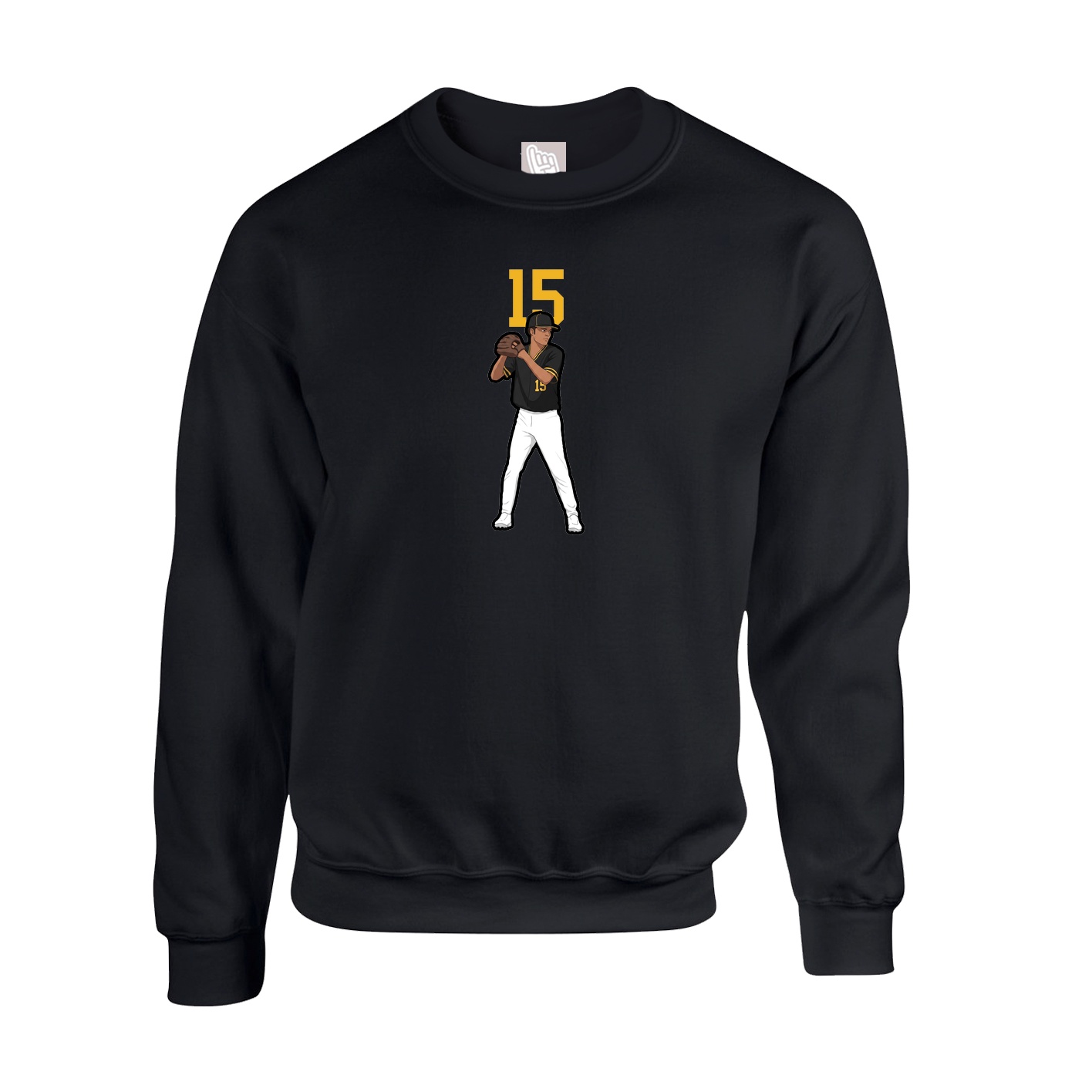 Fleece Crew — Number Top in Black