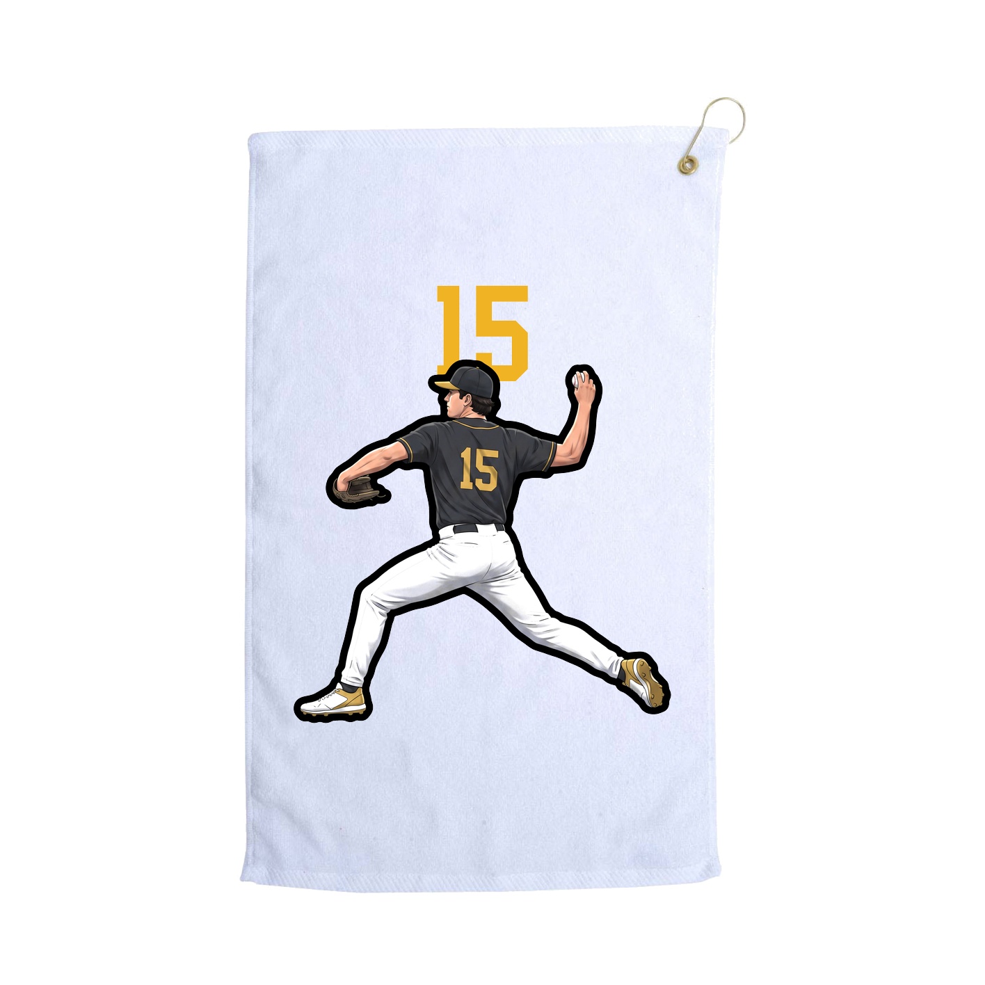 Golf Towel — Number Top in White