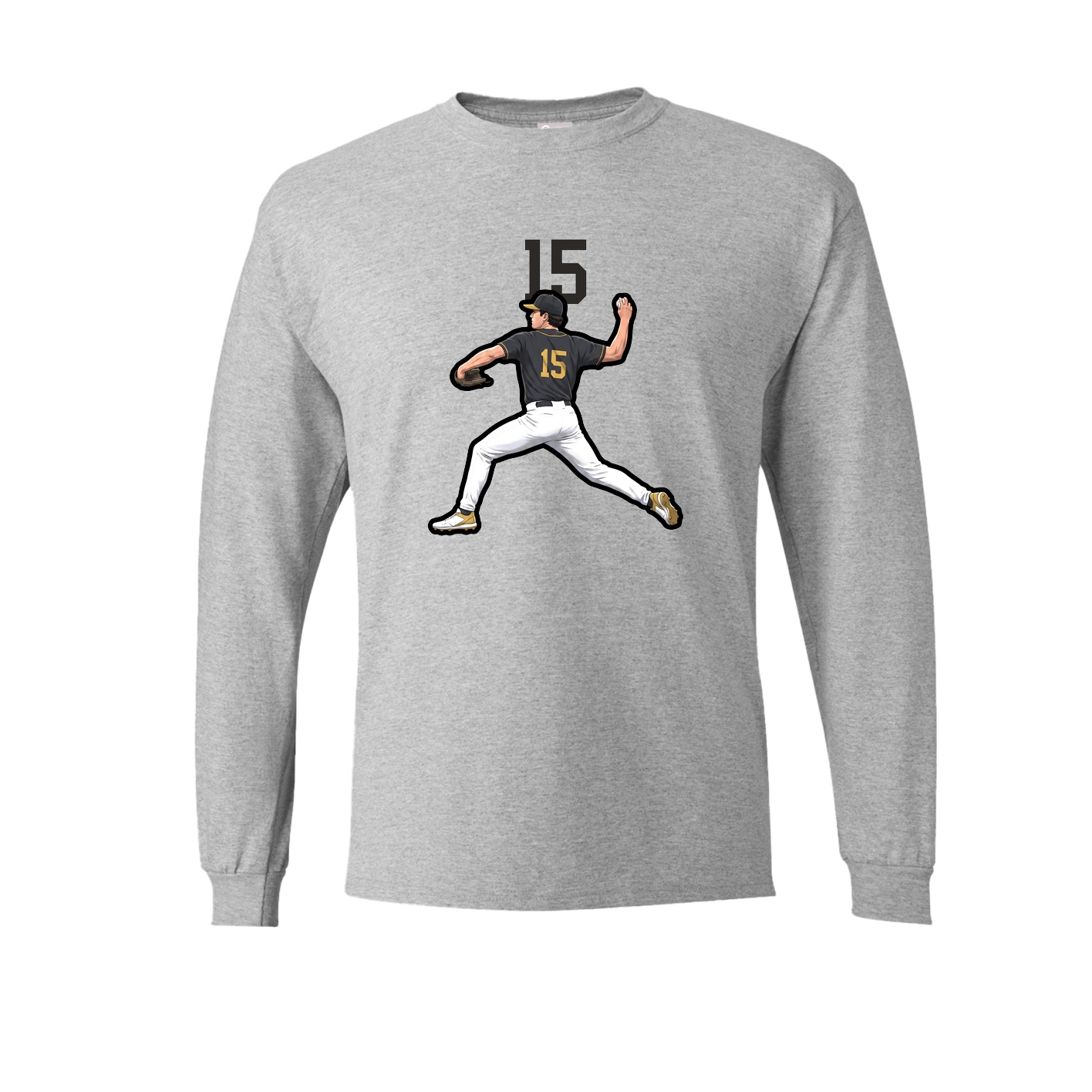 Long Sleeve Tee — Number Top in Grey
